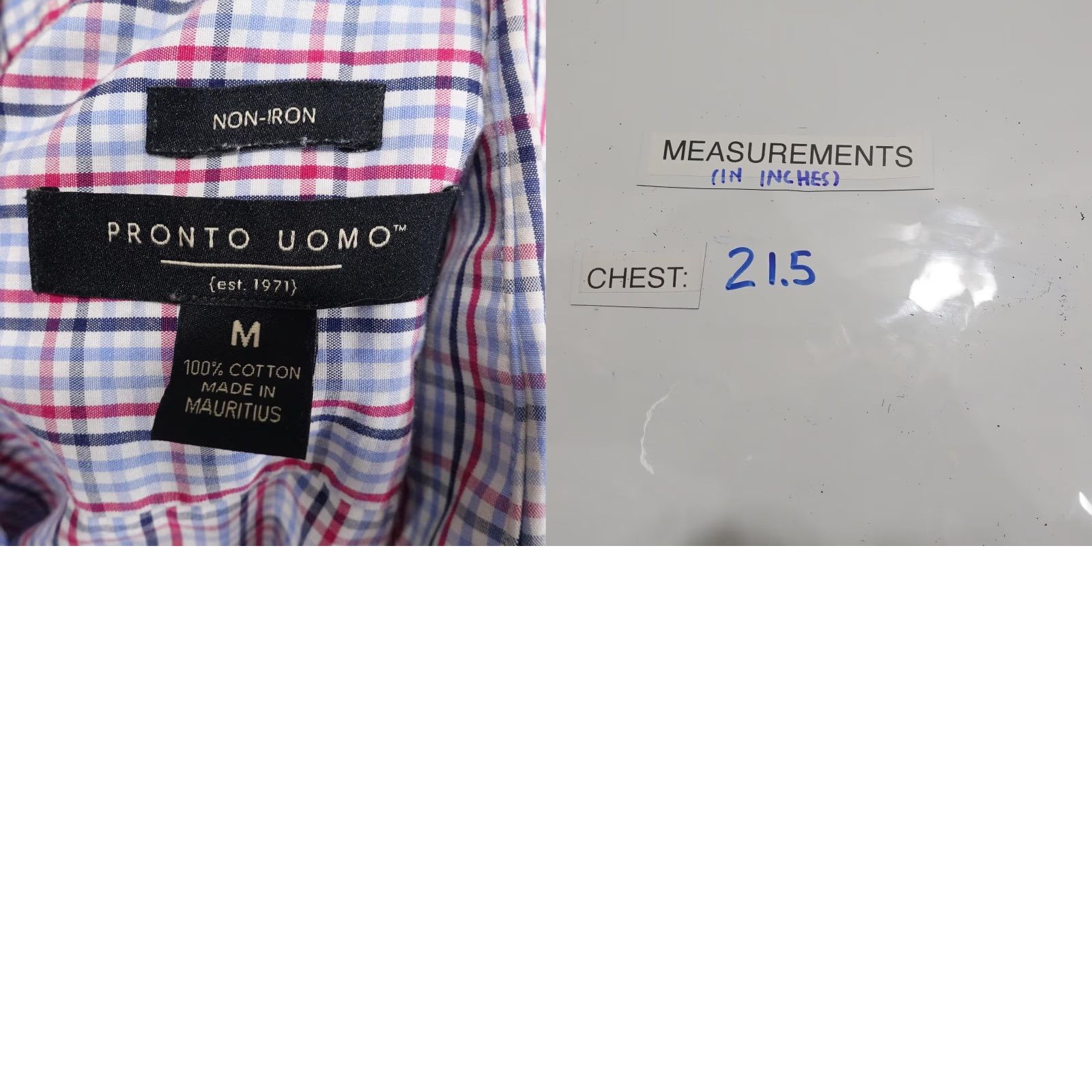 Pronto Uomo VINTAGE Pronto Uomo Dress Shirt Men Medium Plaid Long Sleeve Cotton Non-Iron Blue Red 90s Business Casual Size US M / EU 48-50 / 2 - 8 Thumbnail