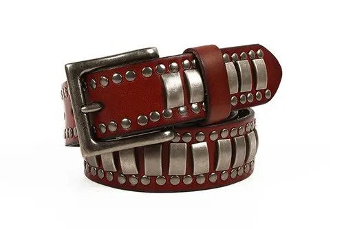 Japanese Brand Chiaki x Maya Genuine Leather Metal Cowhide Rivet Belt Size ONE SIZE - 7 Thumbnail