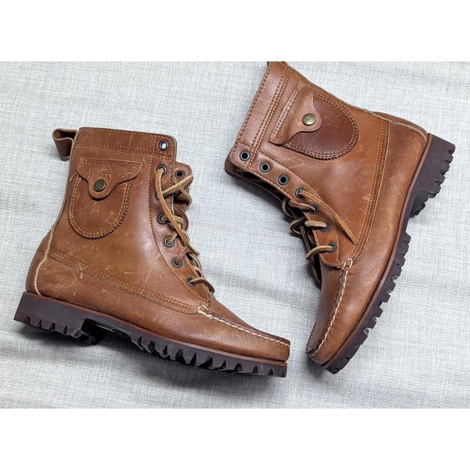 Ralph Lauren VINTAGE Ralph Lauren boots Hunting Womens AA 7.5 Brown Leather Vibram moccasin maine Russell Moccasin US Made Size US 8 / IT 38 - 2 Thumbnail