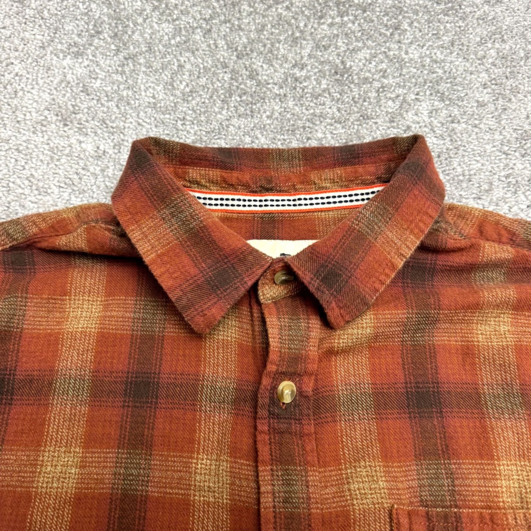 J Brand The Normal Brand Button Down Flannel Shirt Mens Large Orange Rust Plaid Cotton - Excellent Condition Size US L / EU 52-54 / 3 - 3 Thumbnail