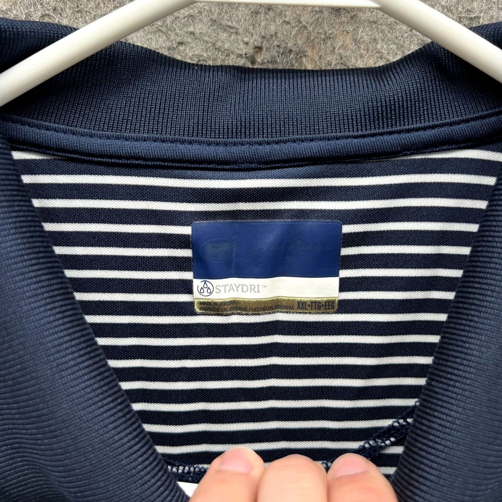 Vintage VINTAGE Jack Nicklauss Polo Shirt Mens 2XL Blue Navy Striped Staydri Embroidery Polo Shirt Nike? Size US XXL / EU 58 / 5 - 7 Thumbnail