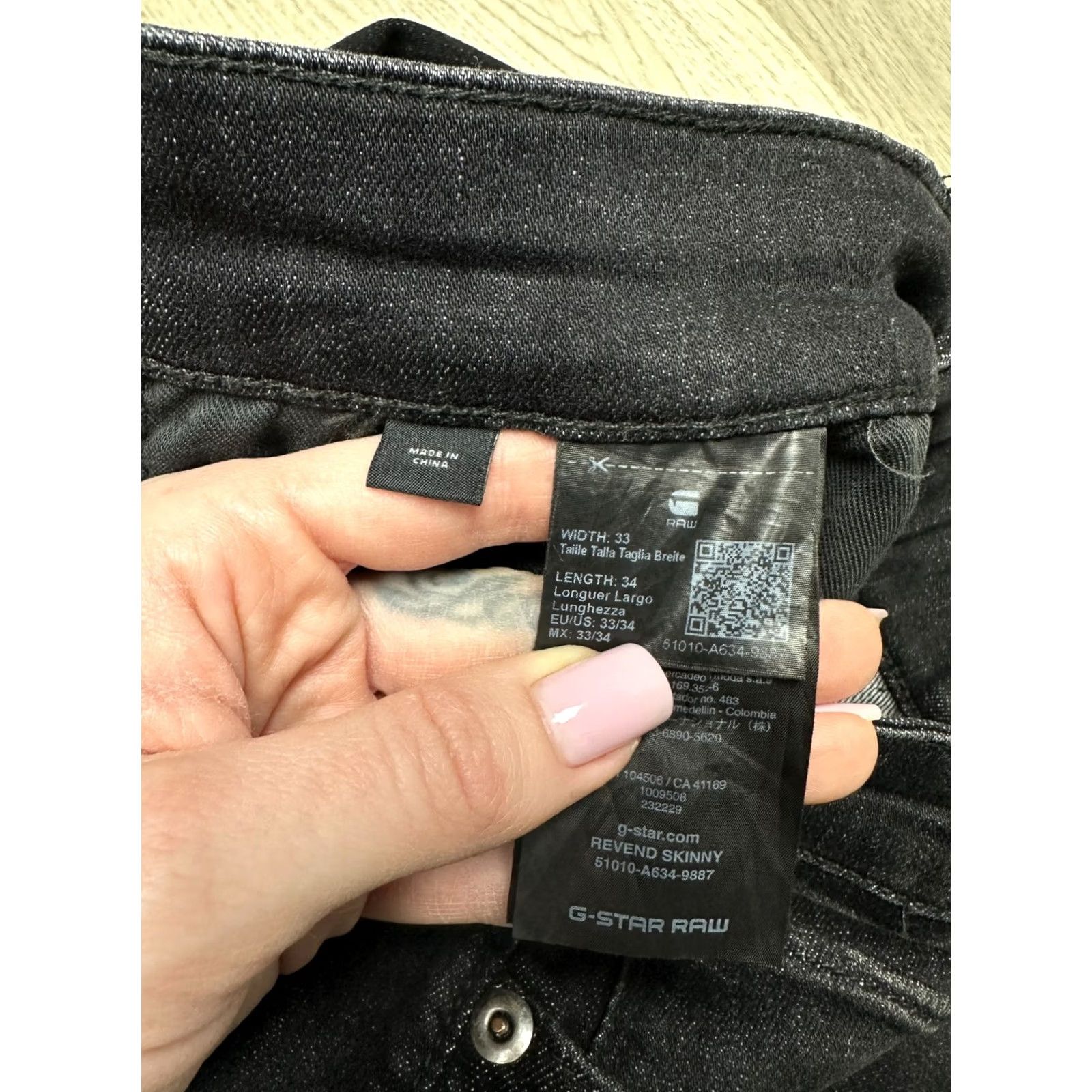 G-Star G Star Raw Men Revend Skinny Denim Pants Jeans - Black - Size 33 Size US 33 - 5 Thumbnail