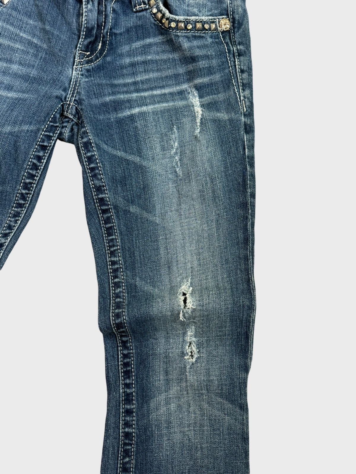 Hysteric Glamour × Le Grande Bleu (L.G.B.) FLARE MISS ME DISTRESSED STUDDED CROSS DESIGN LOW RISE DENIM Size US 29 - 8 Thumbnail
