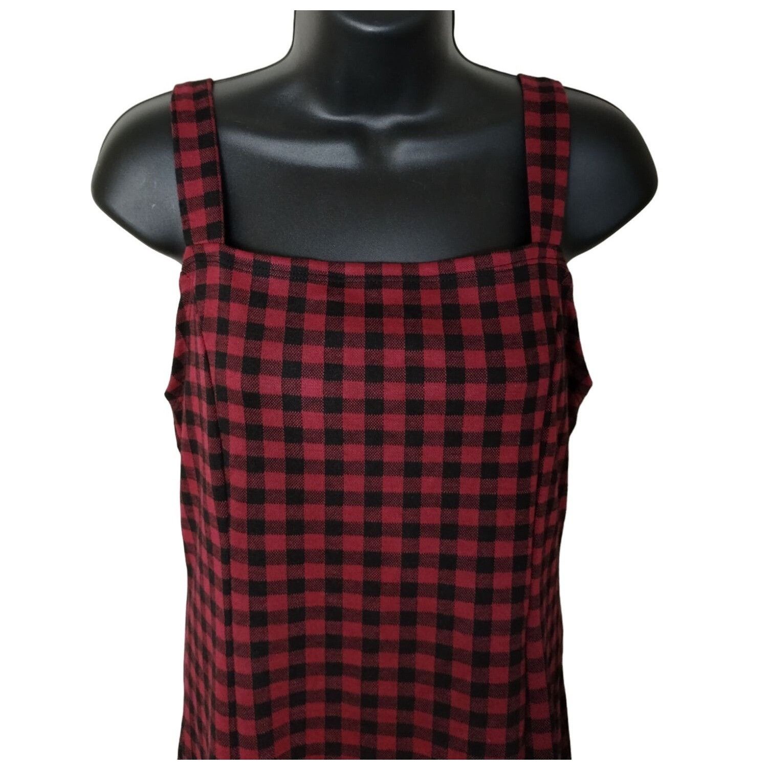 Other Good Luck Gem Juniors Large Burgundy and Black Plaid Shift D Size L / US 10 / IT 46 - 3 Thumbnail