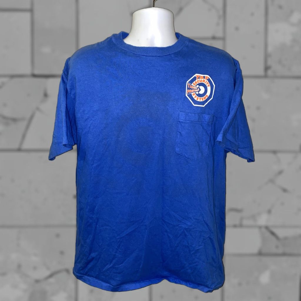 Hanes VINTAGE Hanes Beefy-T T-Shirt Mens Blue XL Short Sleeve TAP Security Regular Size XL Size US XL / EU 56 / 4 - 1 Thumbnail