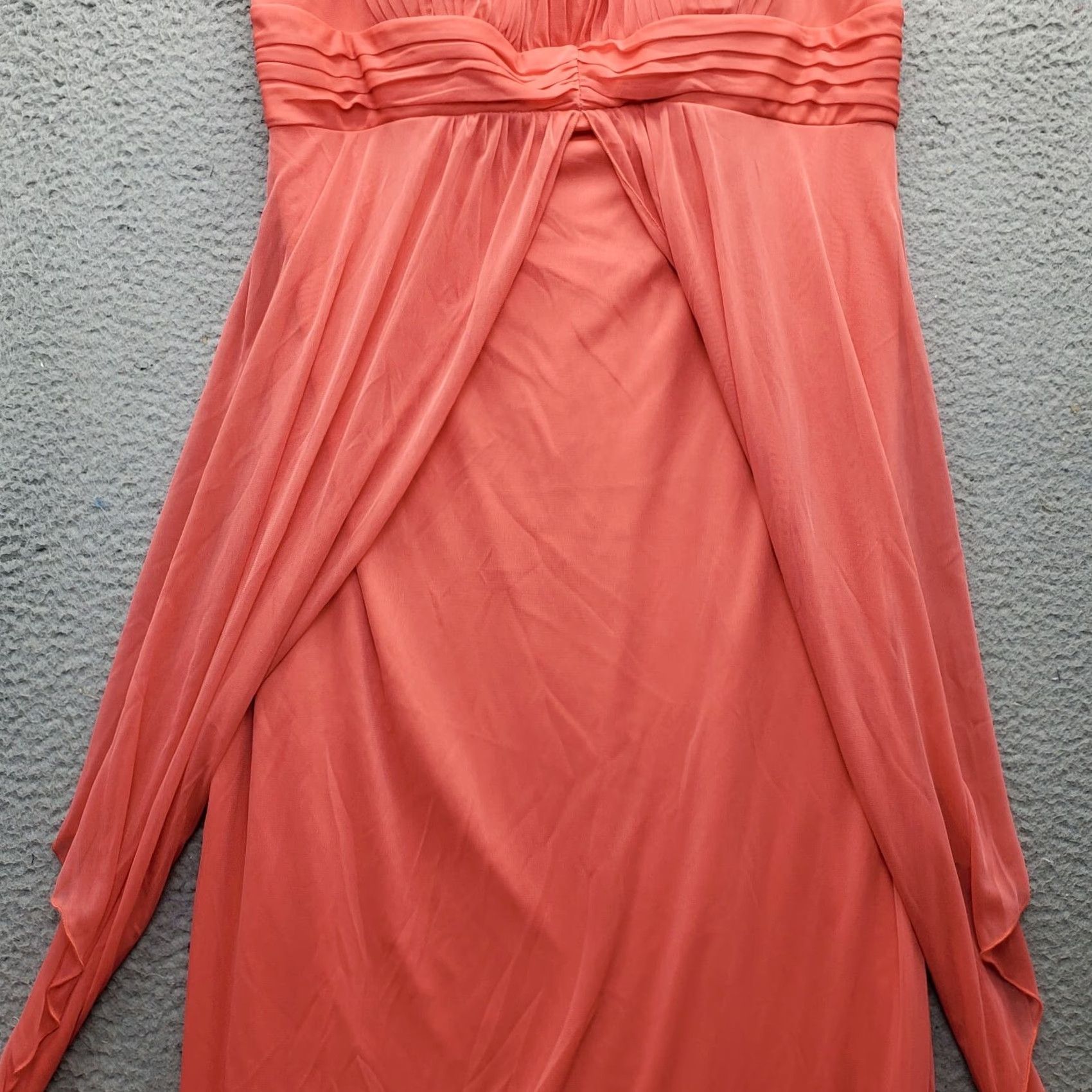 Vintage En Focus Maxi Dress Womens Size 20W Orange Pleated Detail Wide Straps Wrap Front Cap Sleeve? Size 3XL / US 20-22 - 7 Thumbnail