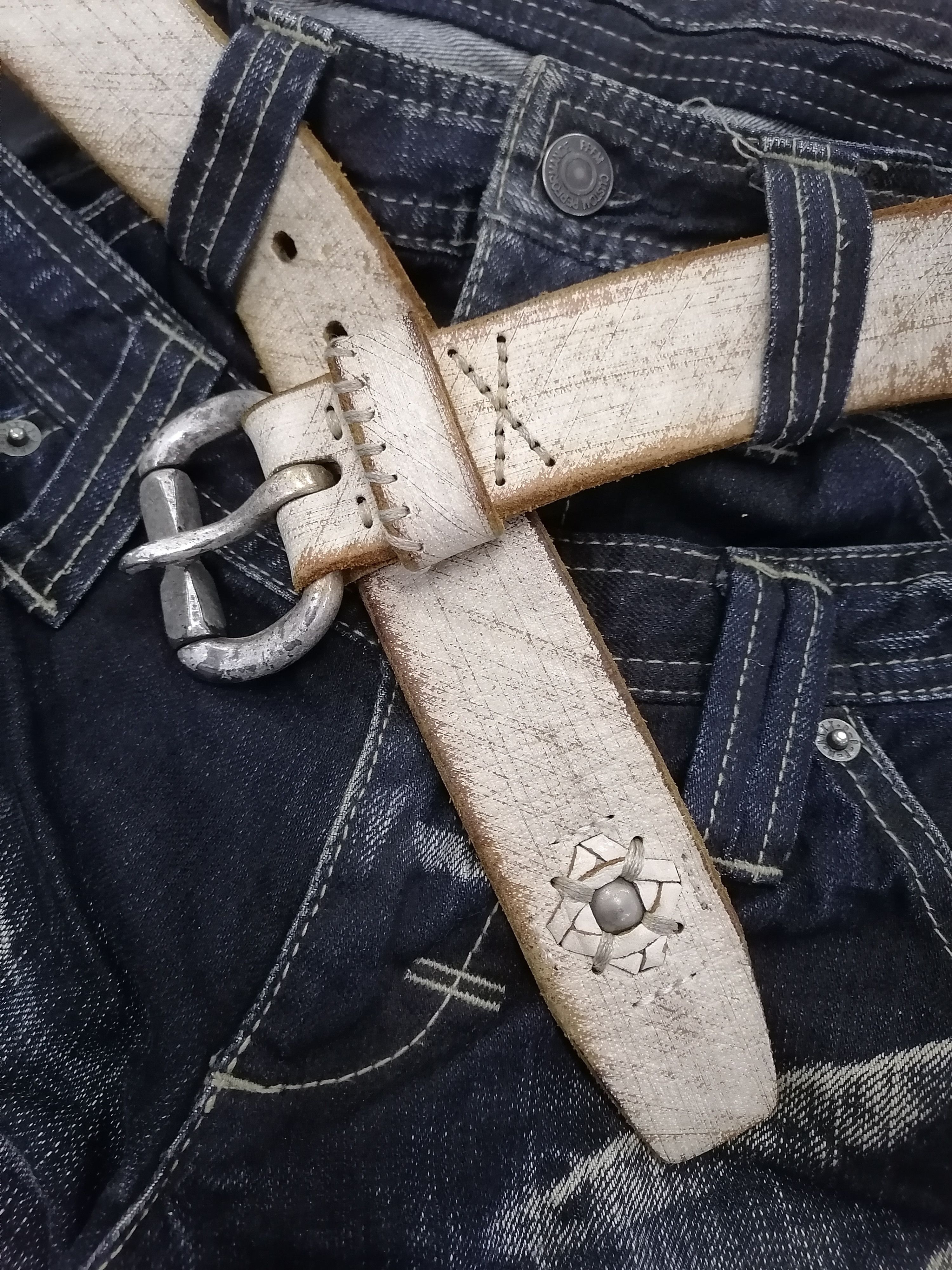 Genuine Leather × Japanese Brand × Takeo Kikuchi Takeo Kikuchi Distressed Design Pure Leather Belts Size ONE SIZE - 3 Thumbnail