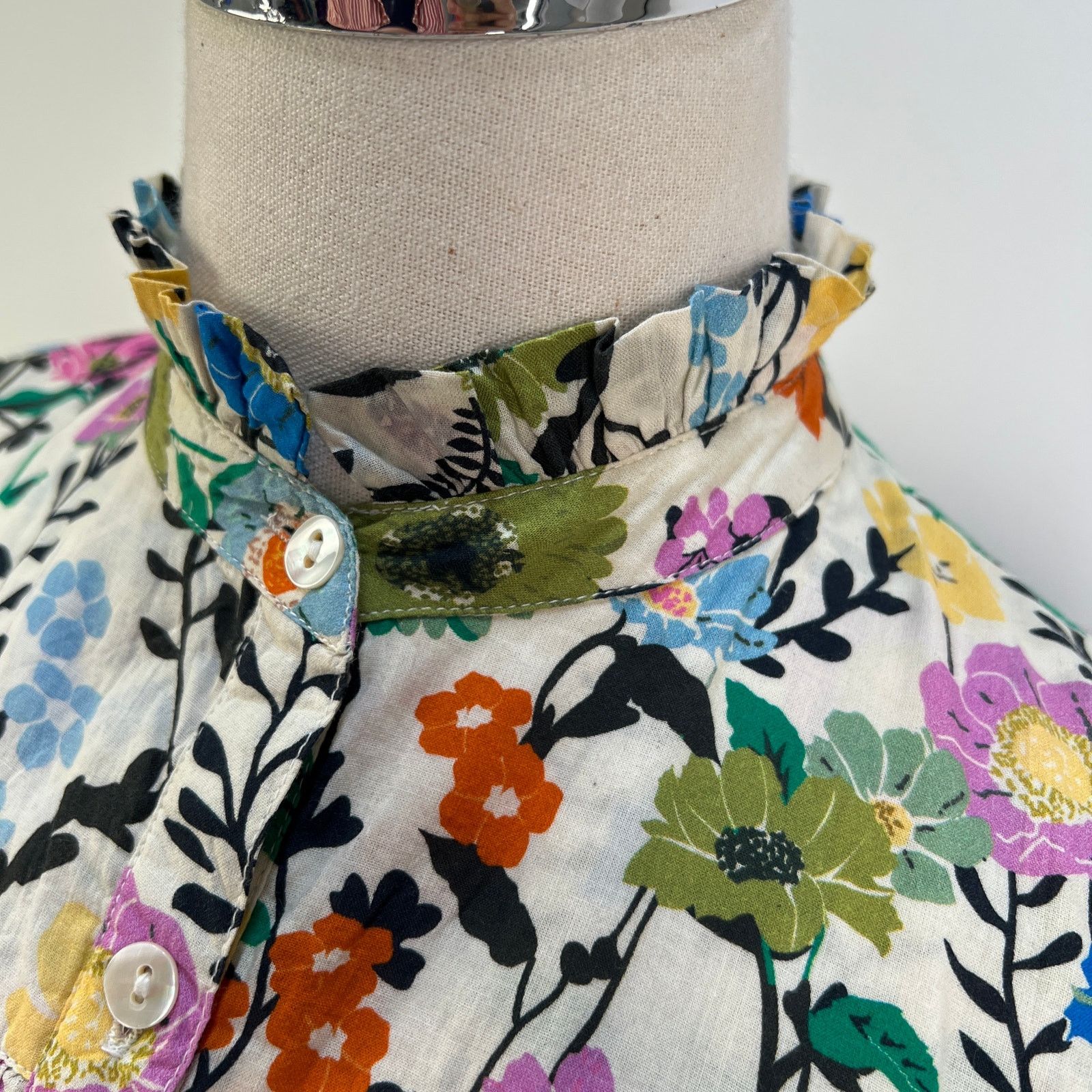 Anthropologie Anthropologie Ro's Garden Vibeka Ruffled Mini Shirt Dress Size XS / US 0-2 / IT 36-38 - 4 Thumbnail