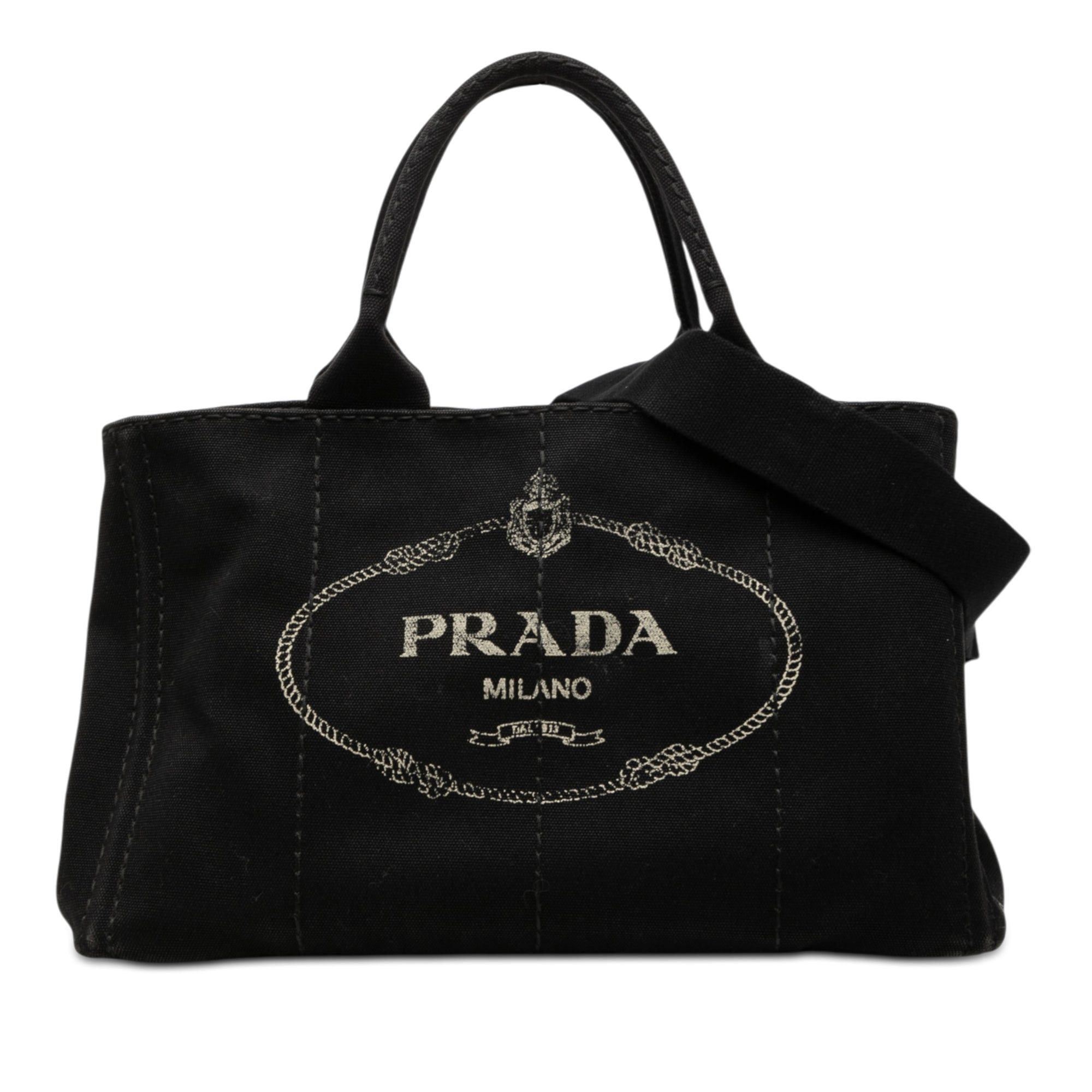 Prada Canvas Canapa Logo Satchel in Black, Women's