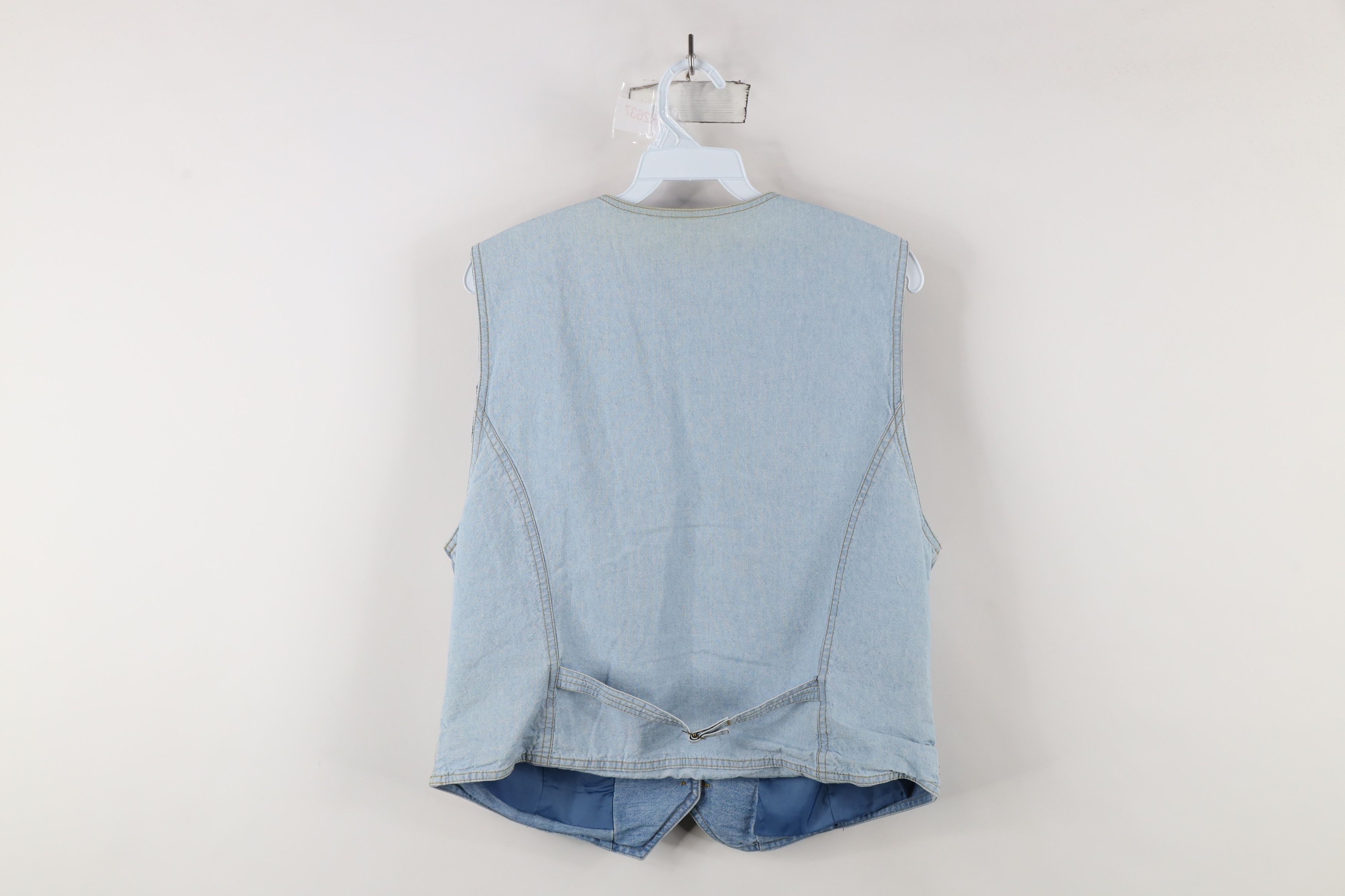 Vintage Vintage 90s Streetwear Embroidered Back Denim Jean Vest Size L / US 10 / IT 46 - 11 Thumbnail