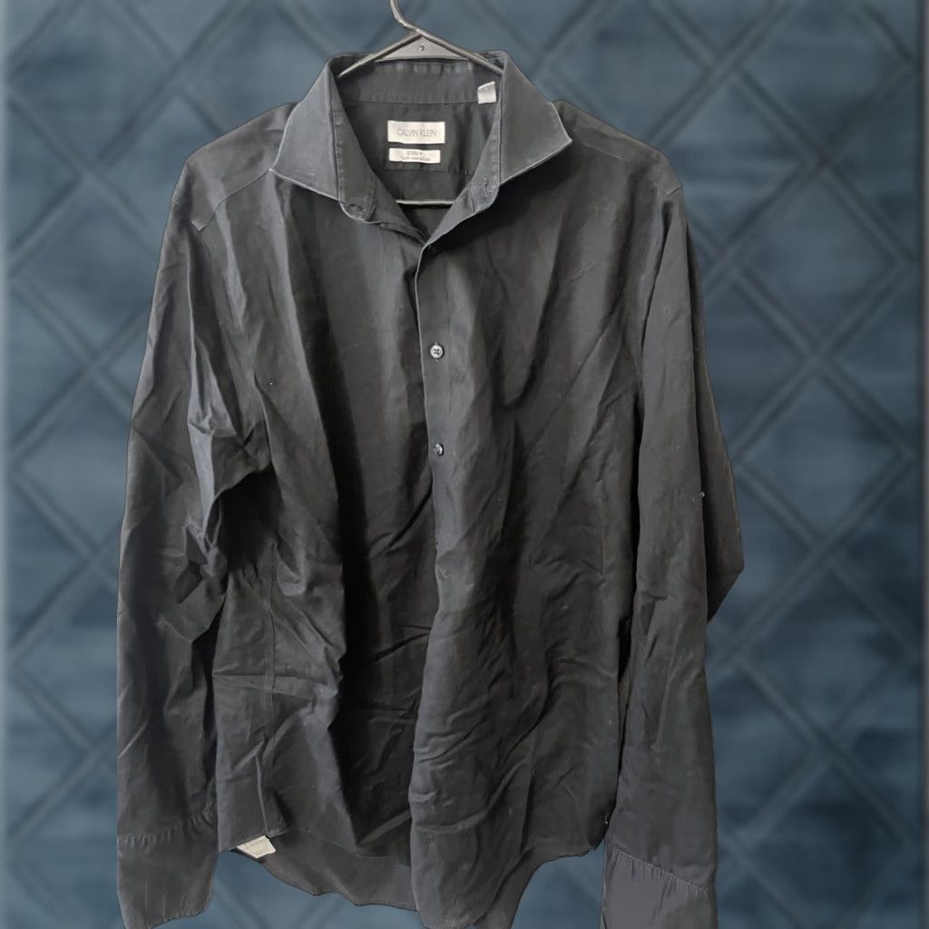 Calvin Klein Calvin Klein Collection Shirt Men Slim 16.5 Black Cotton & Elastine Stretch Button-Down Long Sleeve Size US L / EU 52-54 / 3 - 1 Thumbnail