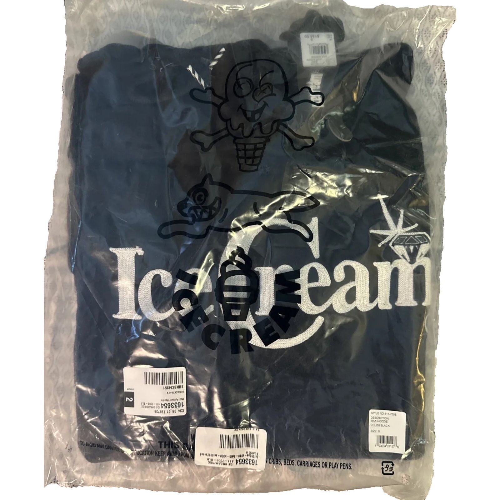 Icecream ICECREAM MAX HOODIE Black Size XXL BBC Embroidered ice cream Size US XXL / EU 58 / 5 - 6 Thumbnail