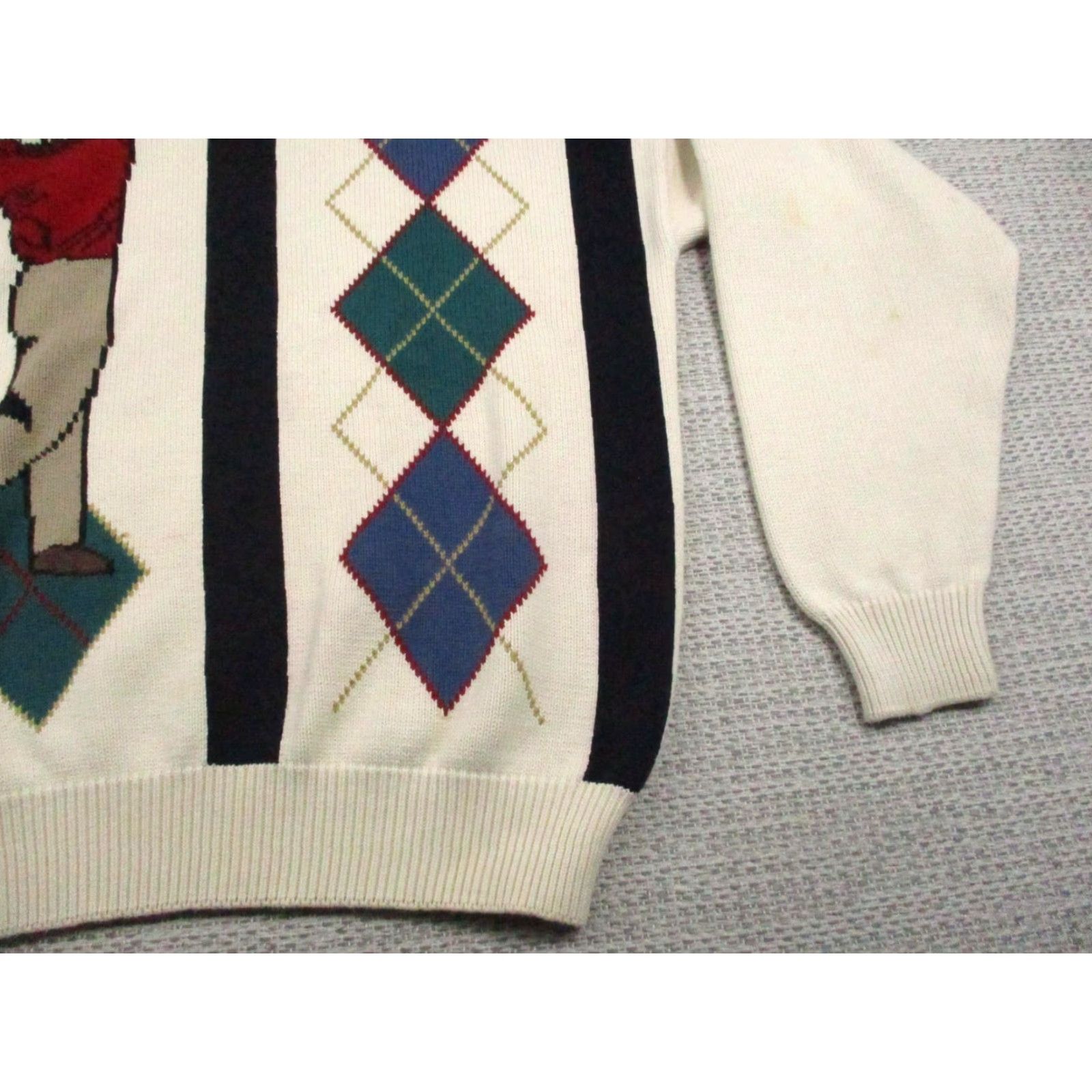 Jantzen VINTAGE Jantzen Sweater Mens XL Golf Argyle Cream Knit 100% Cotton 90s Size US XL / EU 56 / 4 - 2 Thumbnail