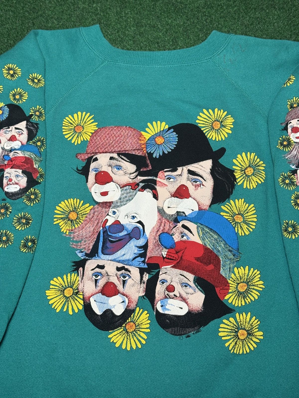 Vintage Clown Face Retro AOP Happy Sad Face 21x25 90s Sweatshirt Size L / US 10 / IT 46 - 2 Thumbnail