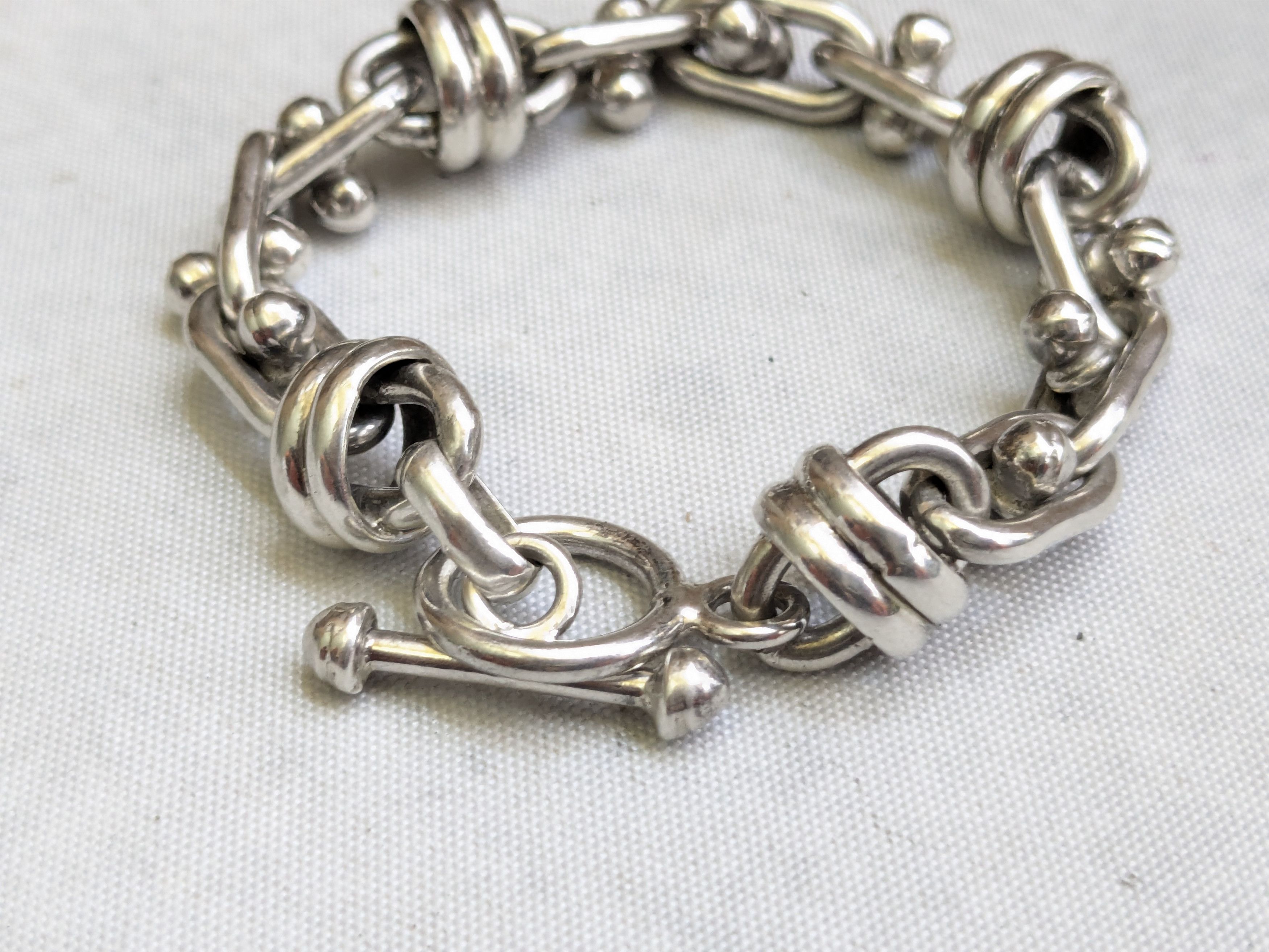 Jewelry Sterling Silver Bracelet DNA Knot 6.25" Biker Heavy Size ONE SIZE - 4 Thumbnail