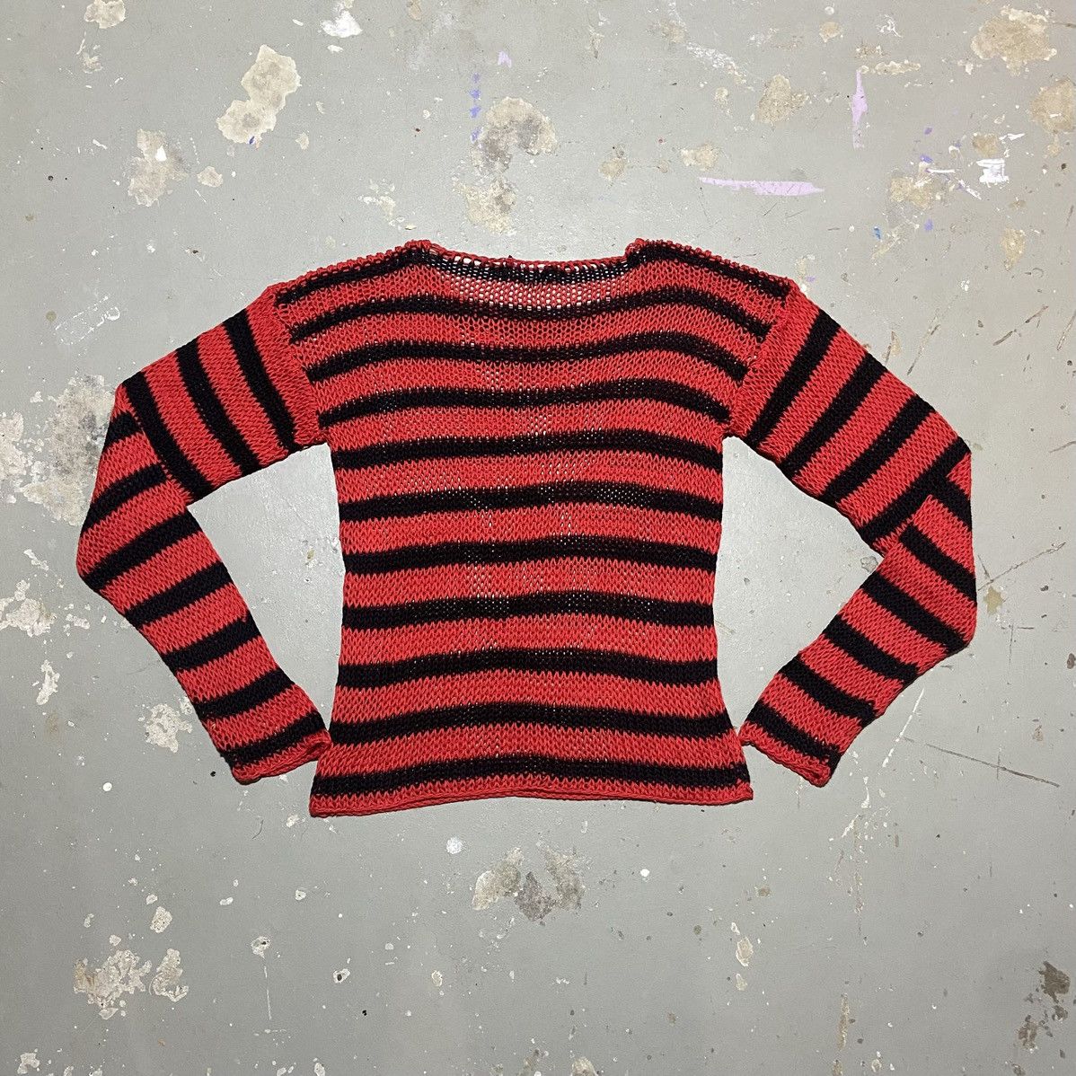 Raf Simons Archive Redux - AW97 Striped Open Knit Cotton Sweater Size US S / EU 44-46 / 1 - 2 Thumbnail