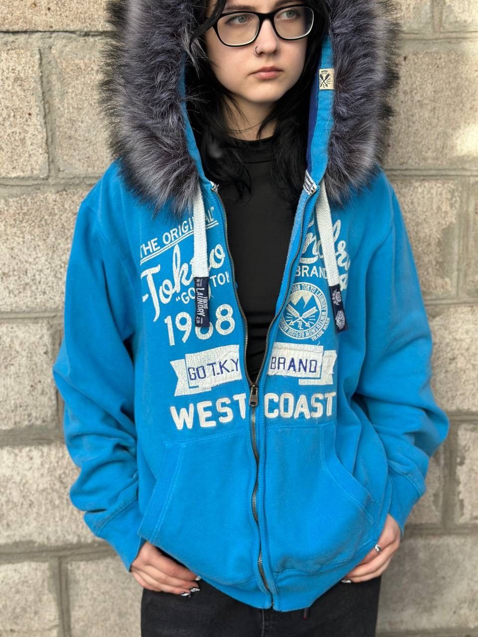 Japanese Brand VTG Mans Custom Tokyo Landry Zip Hoodie Faux Fur Hood Y2K Size US L / EU 52-54 / 3 - 9 Thumbnail