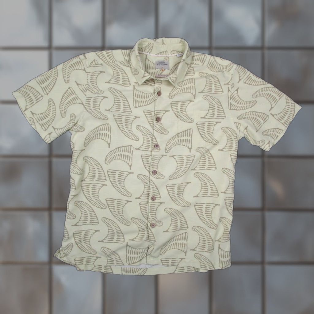 Quiksilver Quiksilver Waterman Shirt Men XL Green Button-Up Hawaiian Fins Floral Short Sleeve Comfort Fit Button Up Shirt Size US XL / EU 56 / 4 - 1 Thumbnail