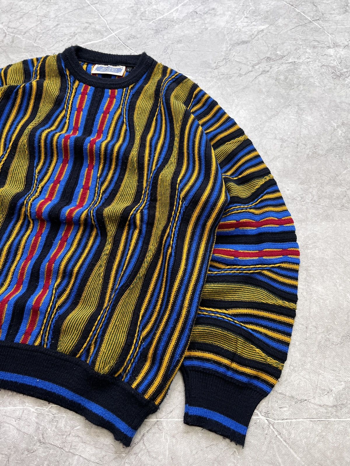 Carlo Colucci × Coogi Vintage 90s cable knit multicolour Coogi style sweater Size US L / EU 52-54 / 3 - 6 Thumbnail