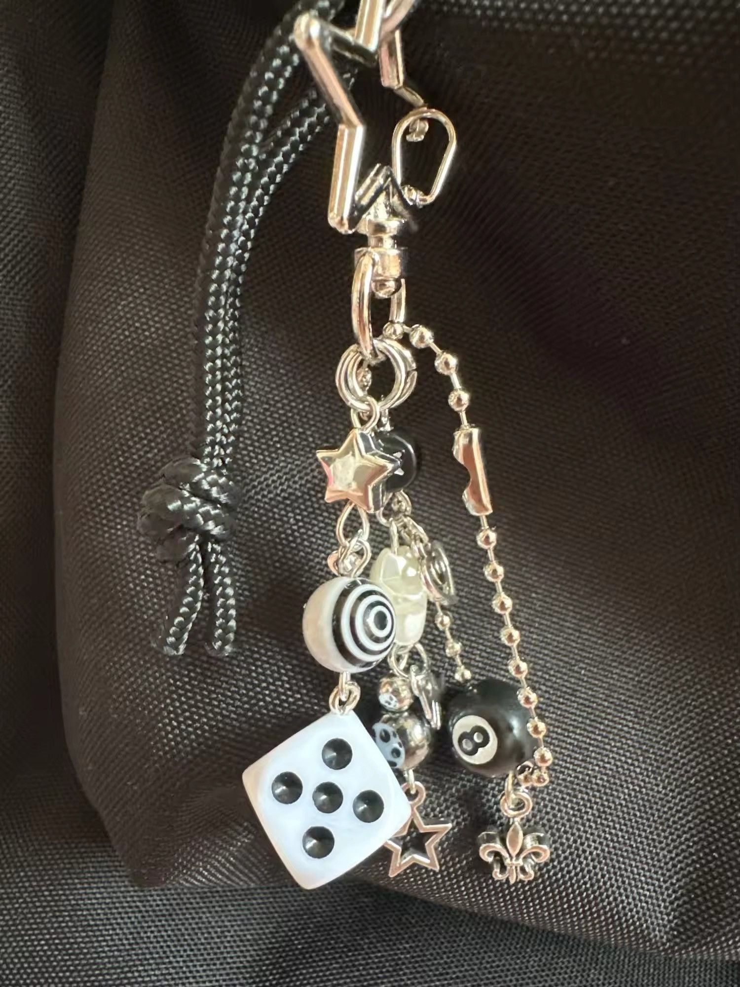 Jewelry Handmade cluttered black dice mixed keychain Size ONE SIZE - 5 Thumbnail