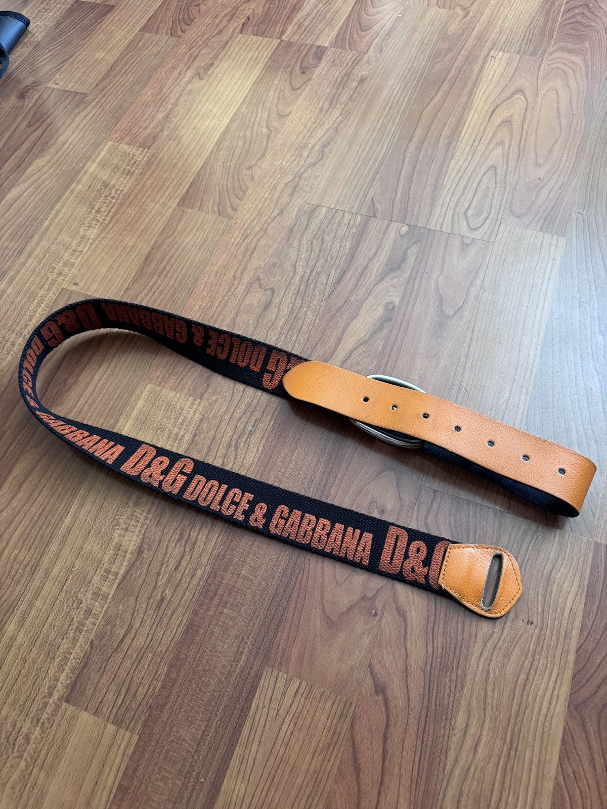Dolce & Gabbana Vintage Dolce & Gabbana (D&G) Canvas & Leather Logo Belt Size 42 - 1 Thumbnail