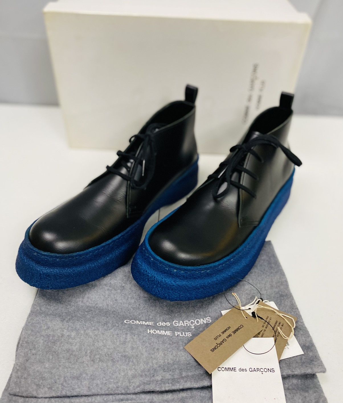 Comme des Garcons Homme Plus CDGHP 🇯🇵 black calf platform gum sole ankle boot 7 25 NEW Size US 7 / EU 40 - 1 Thumbnail