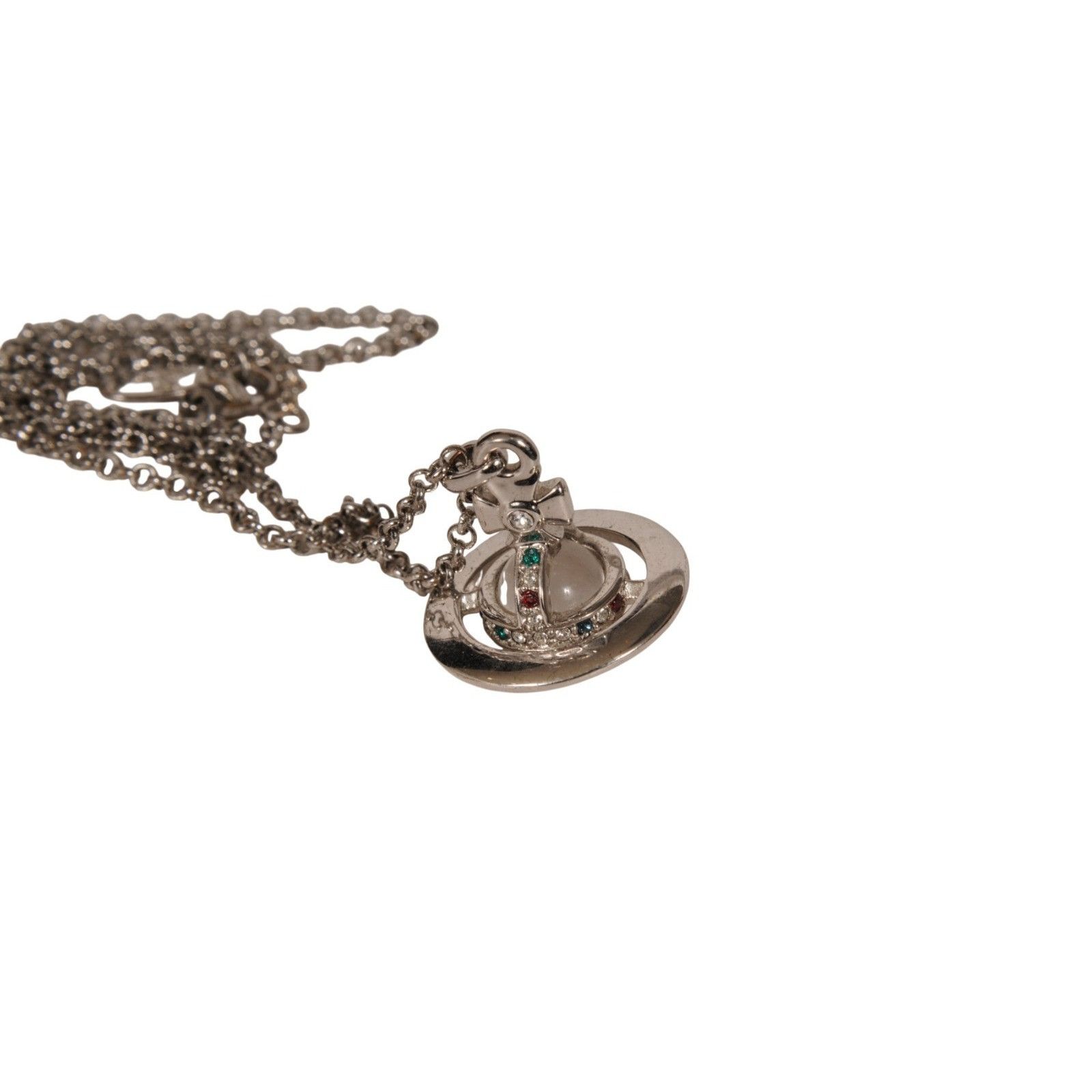 Vivienne Westwood Tiny Orb Pendant Necklace Silver Platinum Size ONE SIZE - 9 Thumbnail