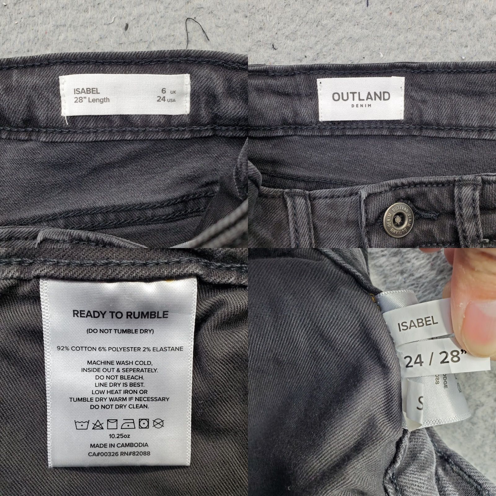 Denime Outland Jeans Women 24 Black Denim Isabel 28" Length Harriet Mid-Rise Skinny Leg Women Size 24 Denim Dark Black Size 42" / US 20 - 8 Thumbnail