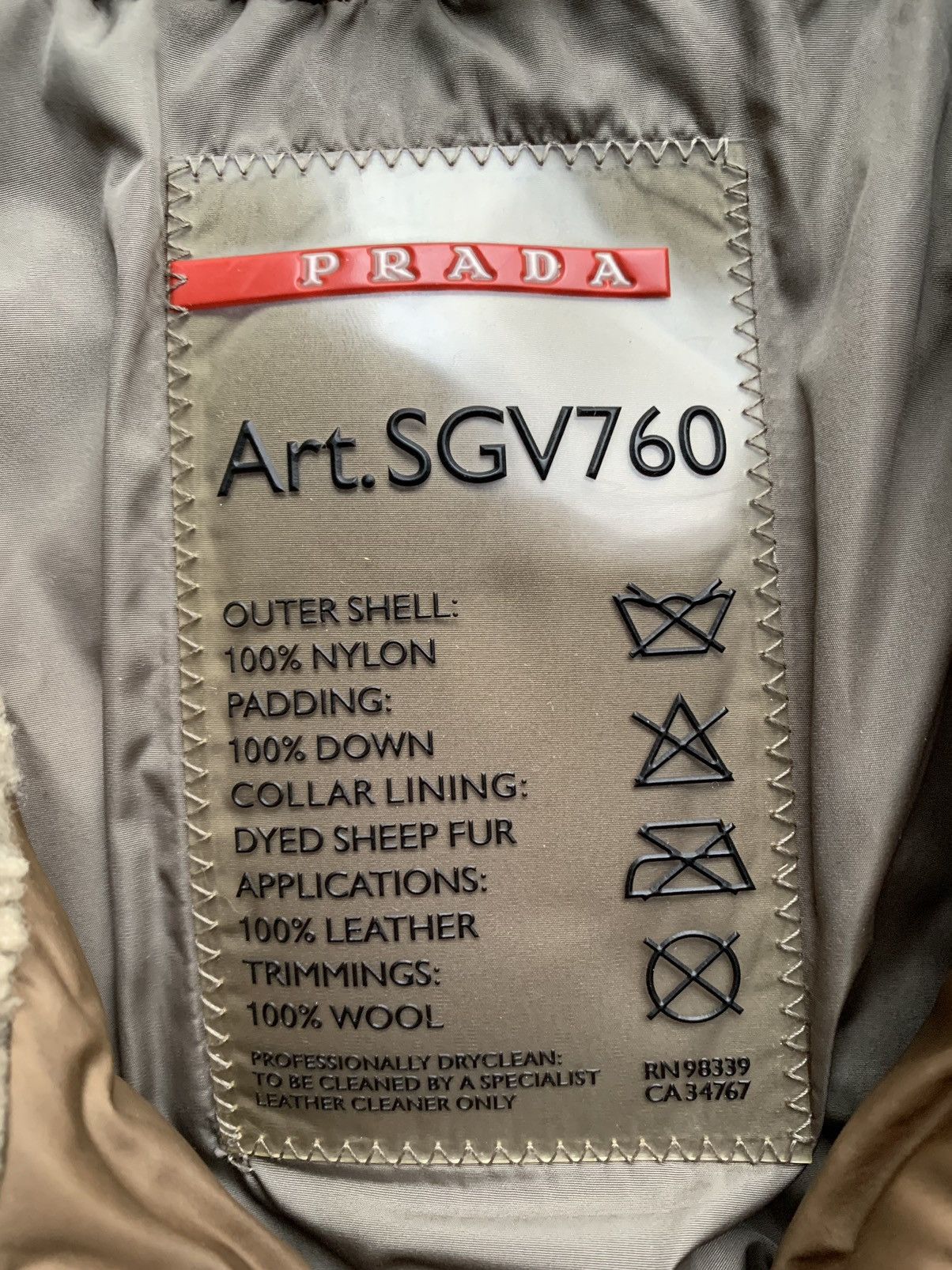 Prada Prada Jacket SGV760 Down Bomber Winter Coat Shearling Linea Size US M / EU 48-50 / 2 - 6 Thumbnail