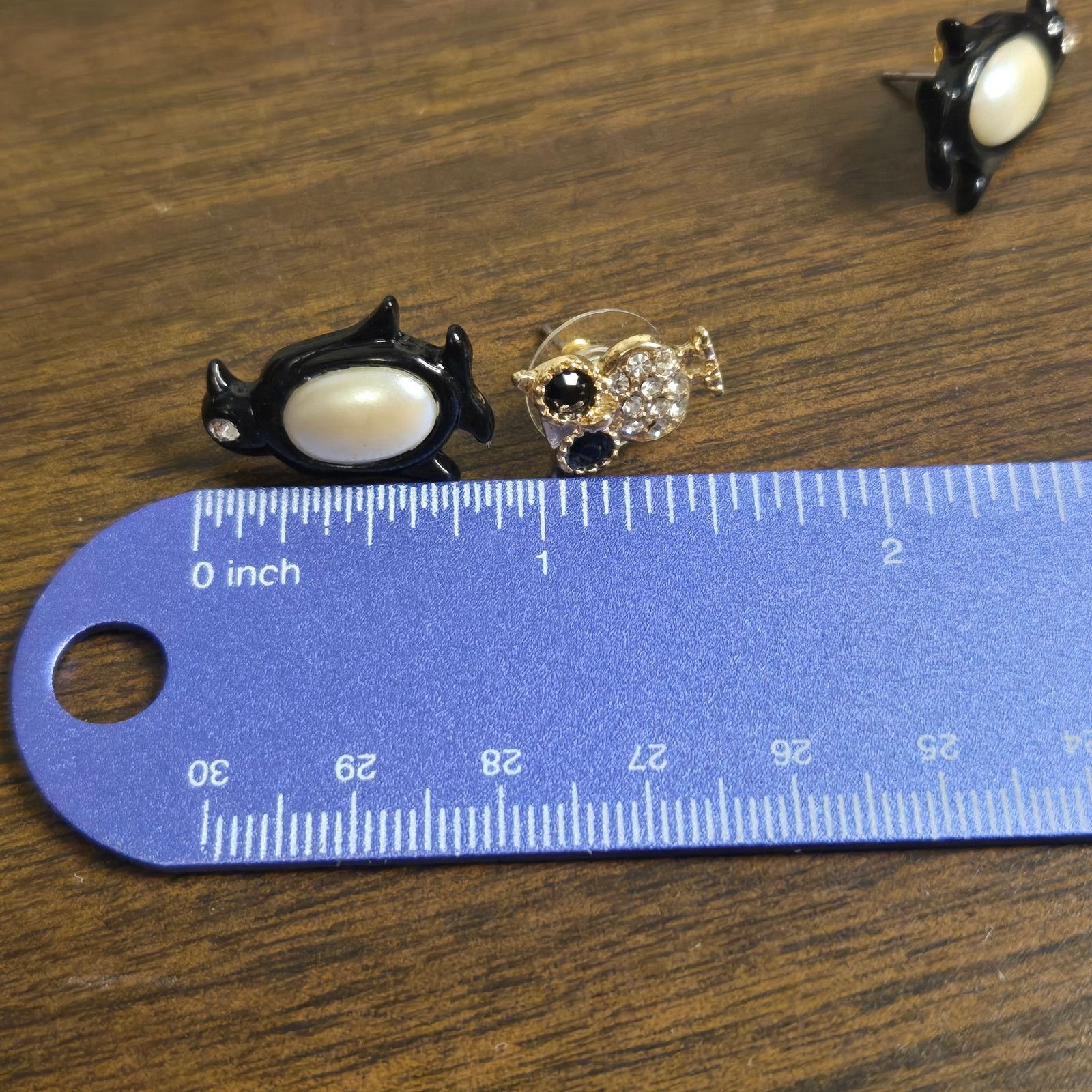 Vintage Gold Tone Owl & Enameled Penguin Studs - Whimsical Bird Size ONE SIZE - 7 Thumbnail