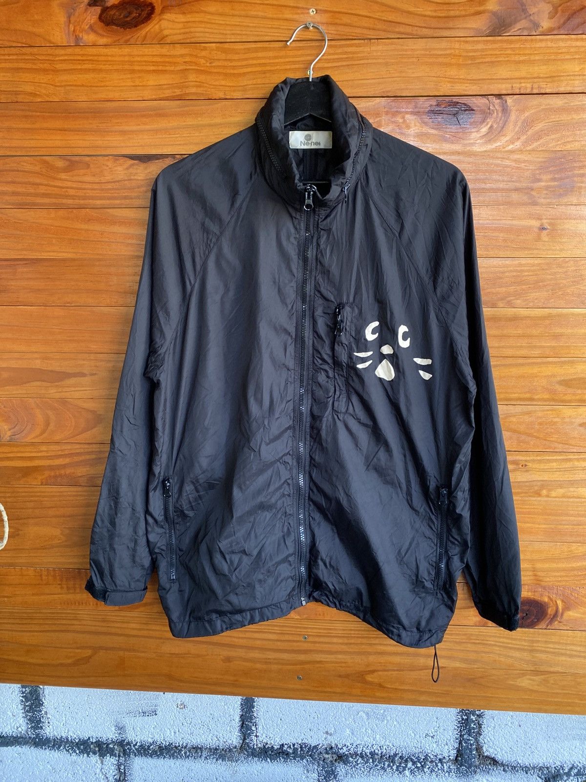 Ne-Net Ne-net Black Cat Face Nylon Windbreaker Jacket – Japan Size US M / EU 48-50 / 2 - 3 Thumbnail