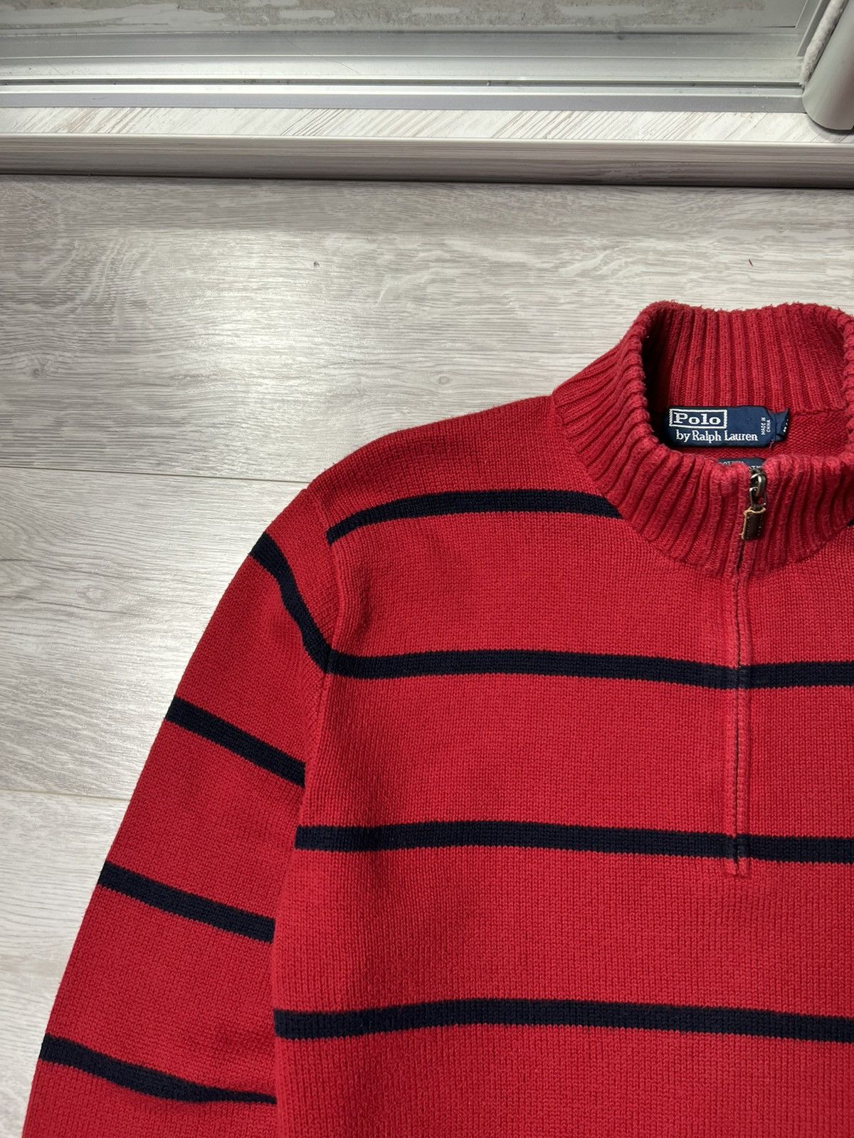 Polo Ralph Lauren Vintage Ralph Lauren Striped Knit Sweater Zip Pullover Size US L / EU 52-54 / 3 - 6 Thumbnail