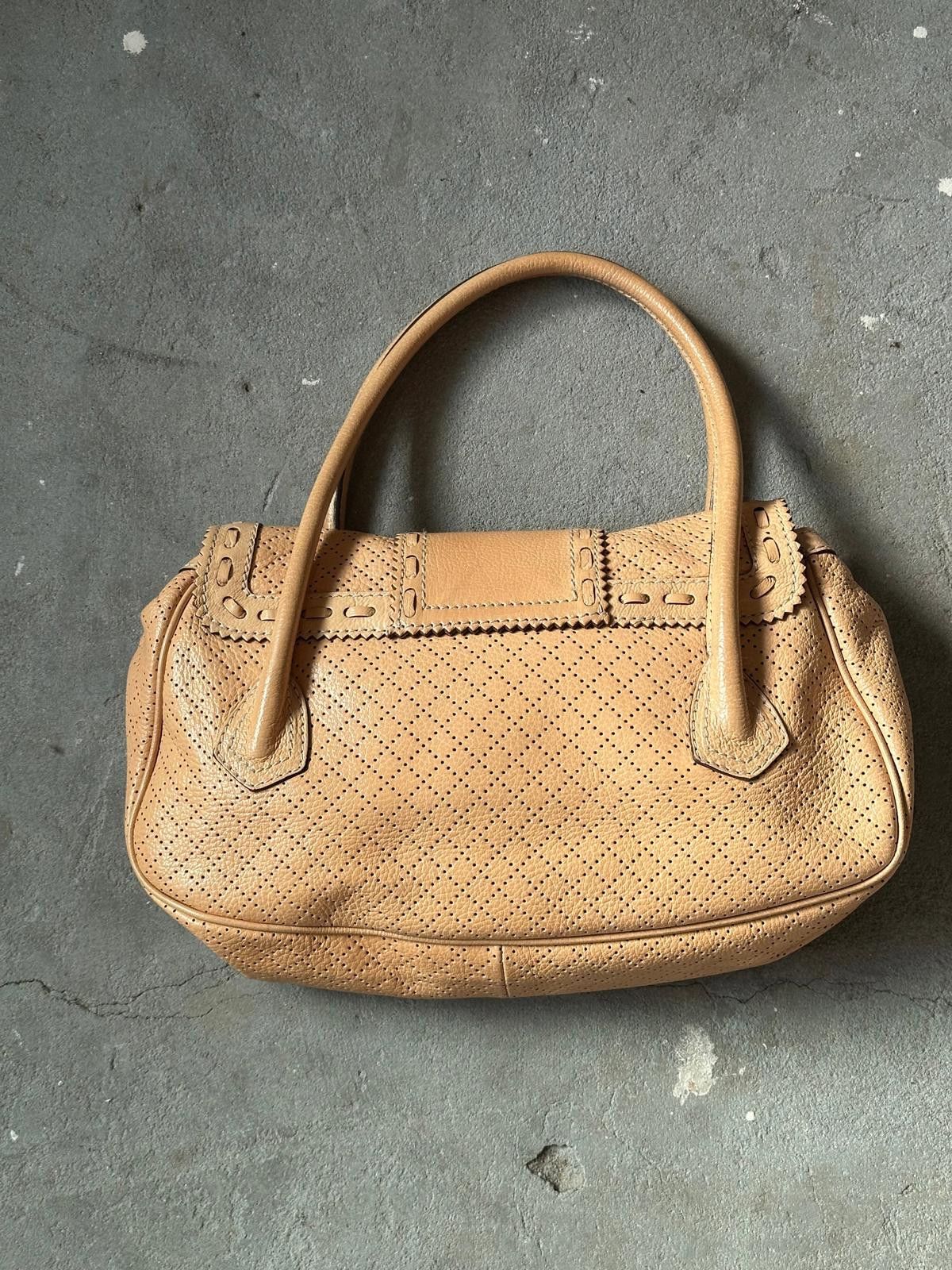 Celine Celine Perforated Leather Shoulder Bag Beige Size ONE SIZE - 9 Thumbnail