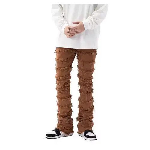VIBE Brown Stacked Denim Jeans Size US 32 / EU 48 - 4 Thumbnail