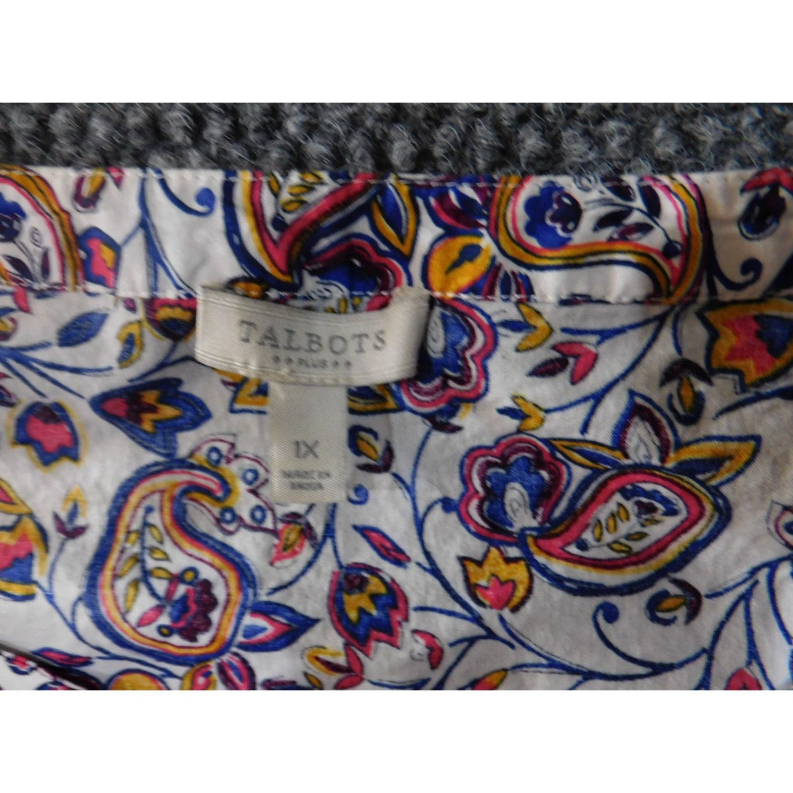 Talbots Talbots Blouse Womens 1X Multicolor Sleeveless Paisley Cotton Floral Red Tunic Casual Spring Summer Size XL / US 12-14 / IT 48-50 - 4 Thumbnail