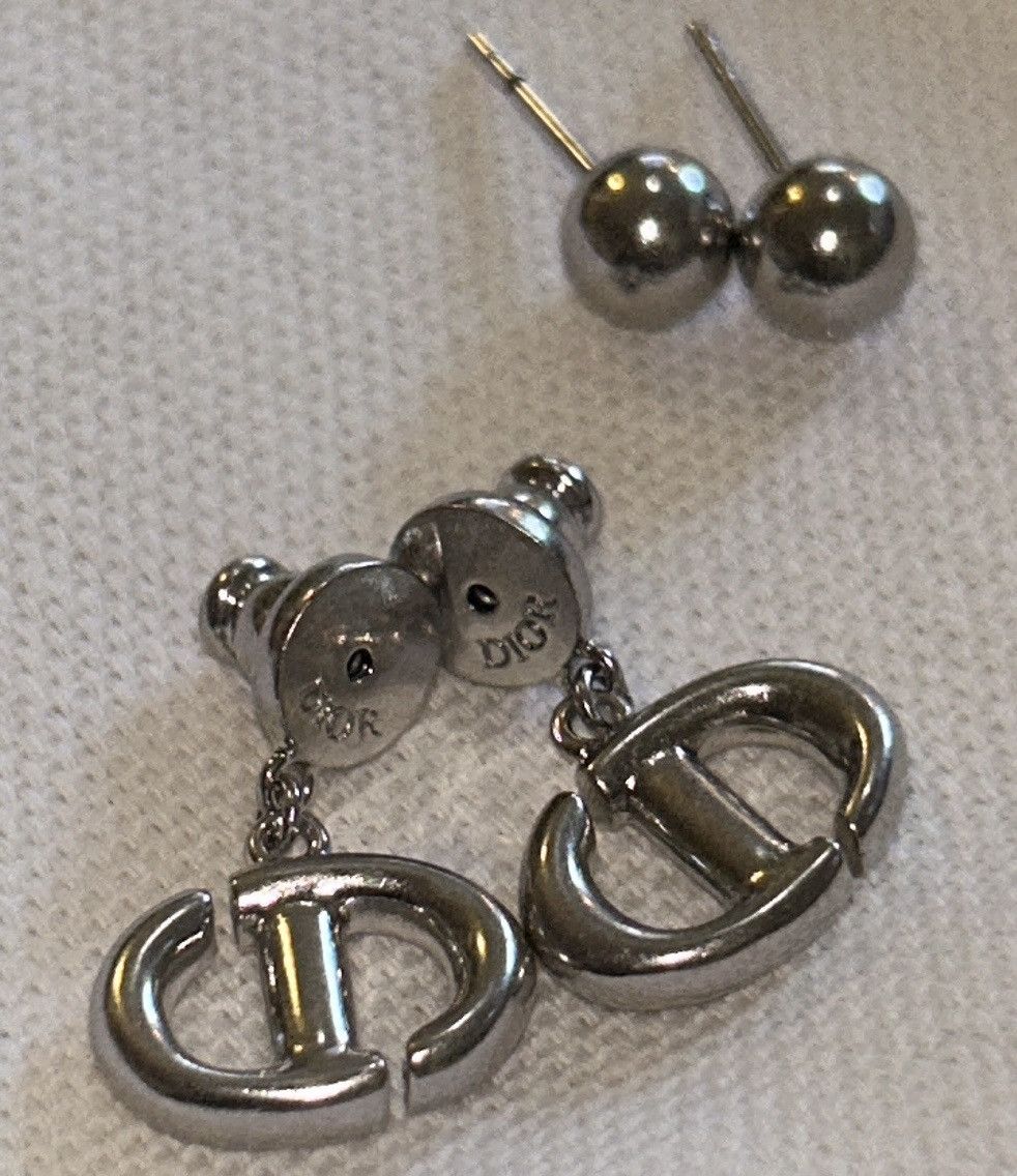 Dior Christian Dior CD NAVY Earrings Silver-Finish Metal Size ONE SIZE - 9 Thumbnail