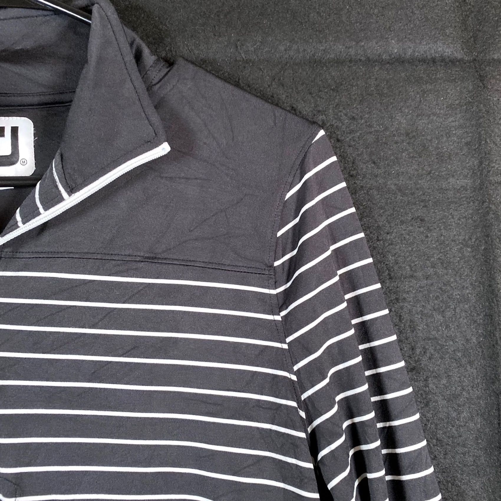 Footjoy FootJoy Womens Jacket Black White Stripe 1/4 Zip Nylon Blend Stretch Medium Size M / US 6-8 / IT 42-44 - 5 Thumbnail