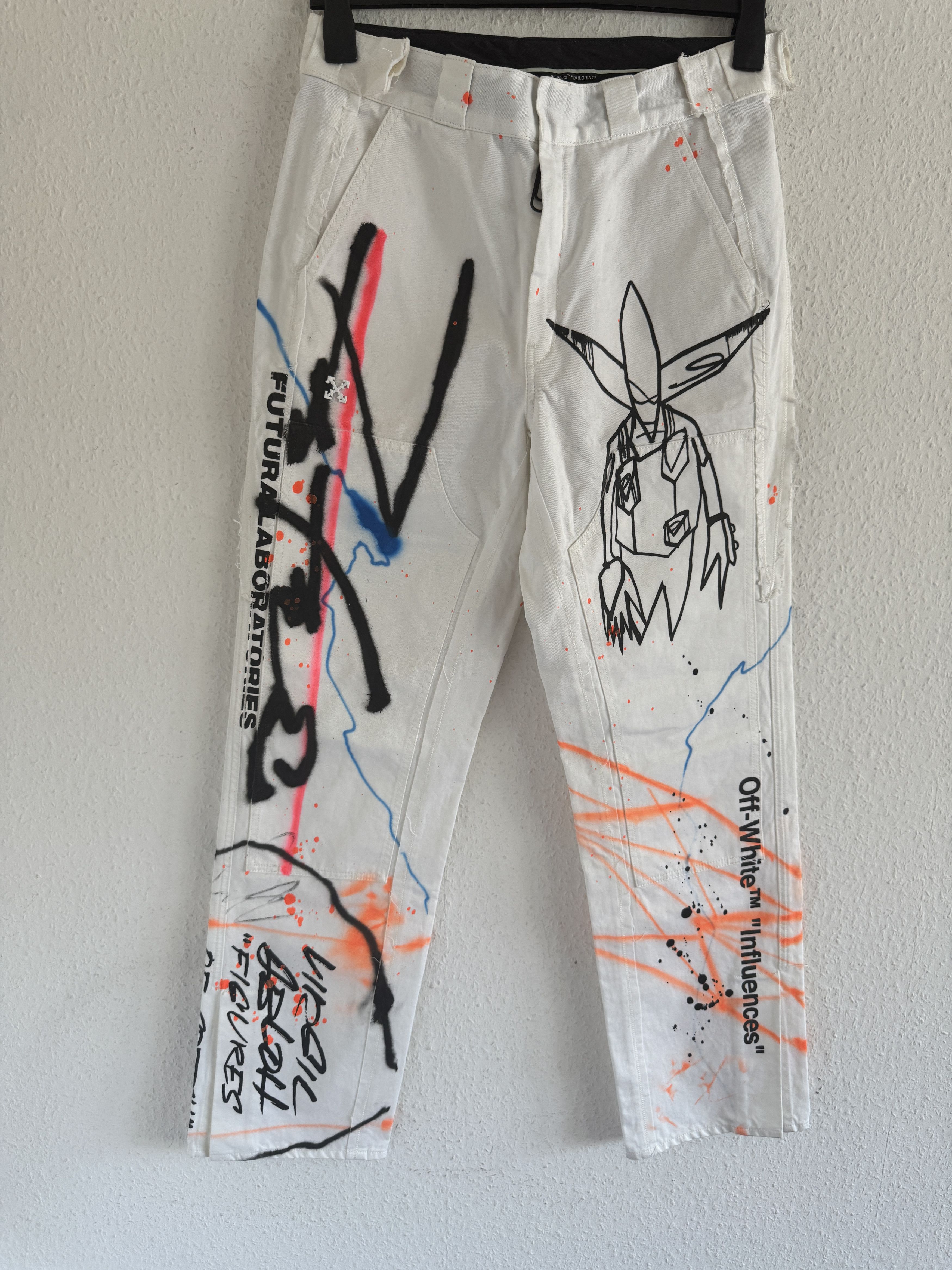 パンツ OFF-WHITE X FUTURA SPRAY CARPENTER PANTS Futura × Off-White Futura spraypaint carpenter pants | Grailed