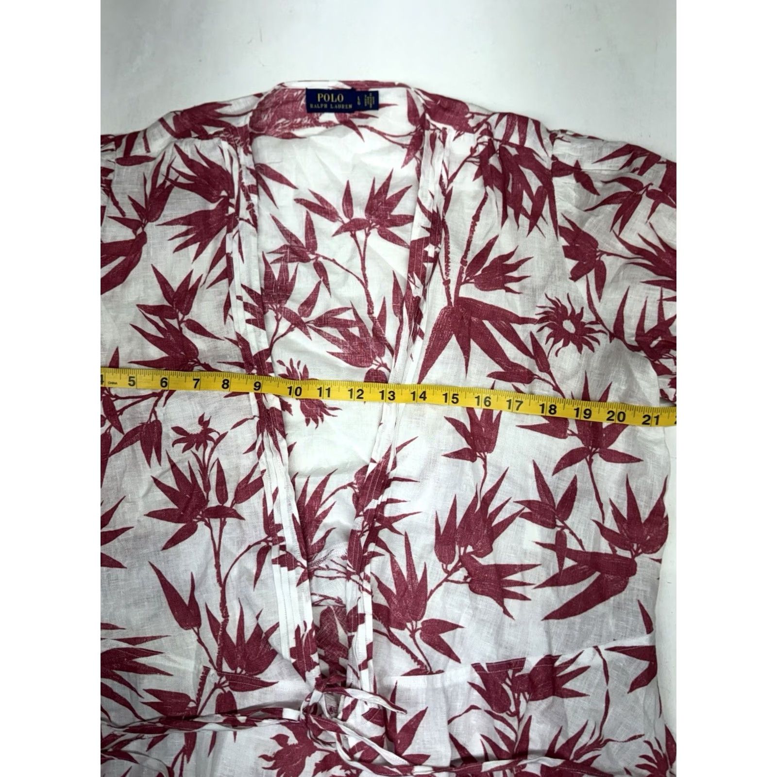 Polo Ralph Lauren Polo Ralph Lauren Womens Linen Floral Print Wrap Top Blouse Red L Floral V-Neck Tie Short Sleeve Casual Summer Women Size L / US 10 / IT 46 - 4 Thumbnail