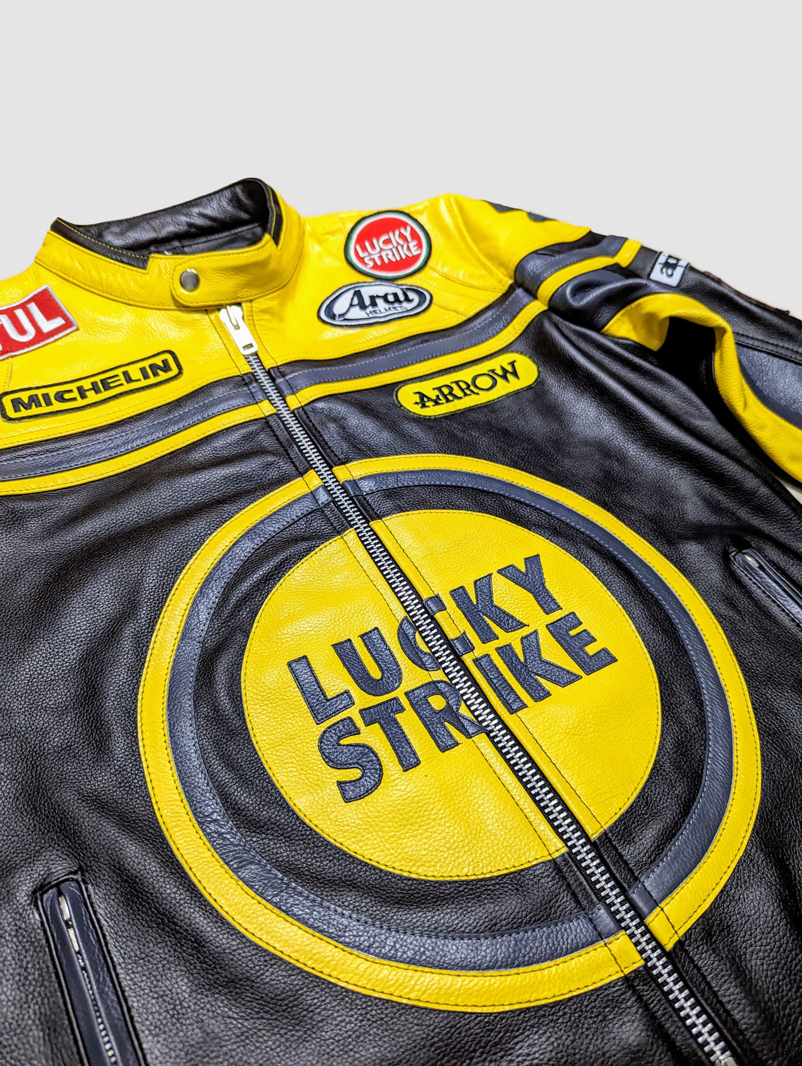 Genuine Leather 🔥 LUCKY STRIKE 🔥 RACING LEATHER JACKET RARE STREETWEAR Size US L / EU 52-54 / 3 - 5 Thumbnail