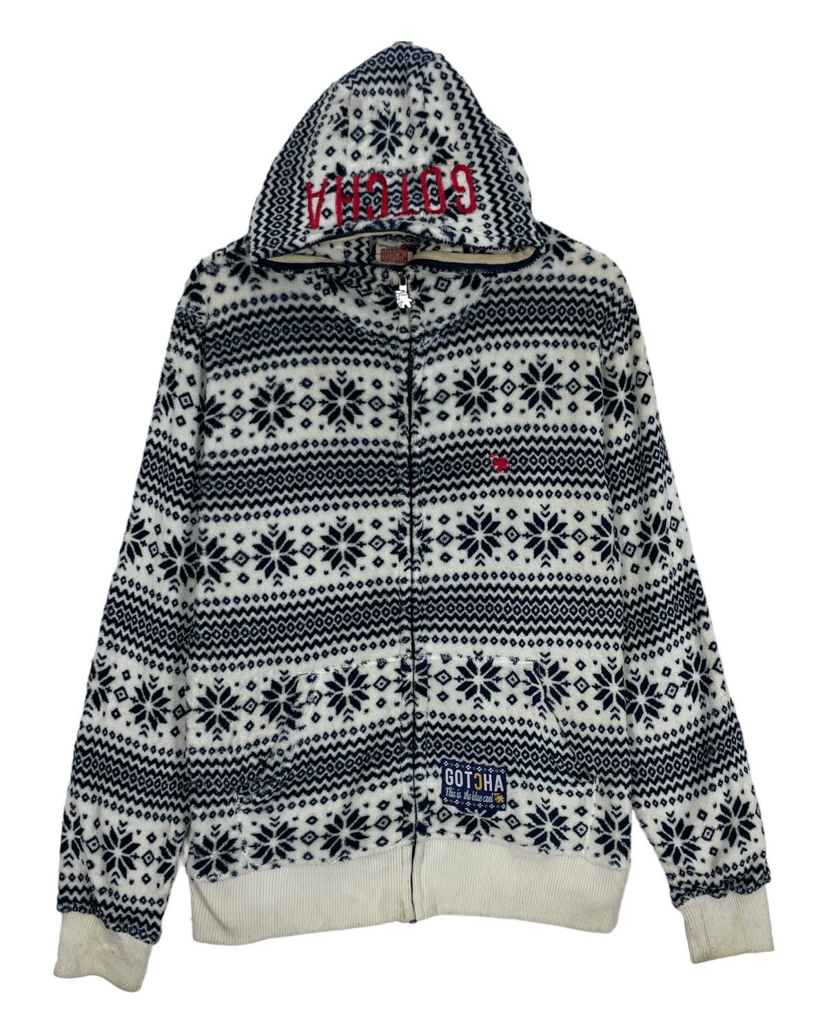 image of Gotcha Streetwear Sweatshirt Hoodie Full Zipper in White, Men's (Size Small)
