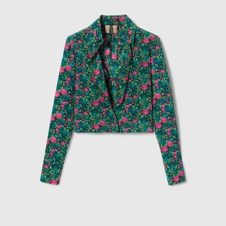 Gucci Gucci Floral Print Shirt and Bra Set SIZE 36 Size ONE SIZE - 1 Thumbnail