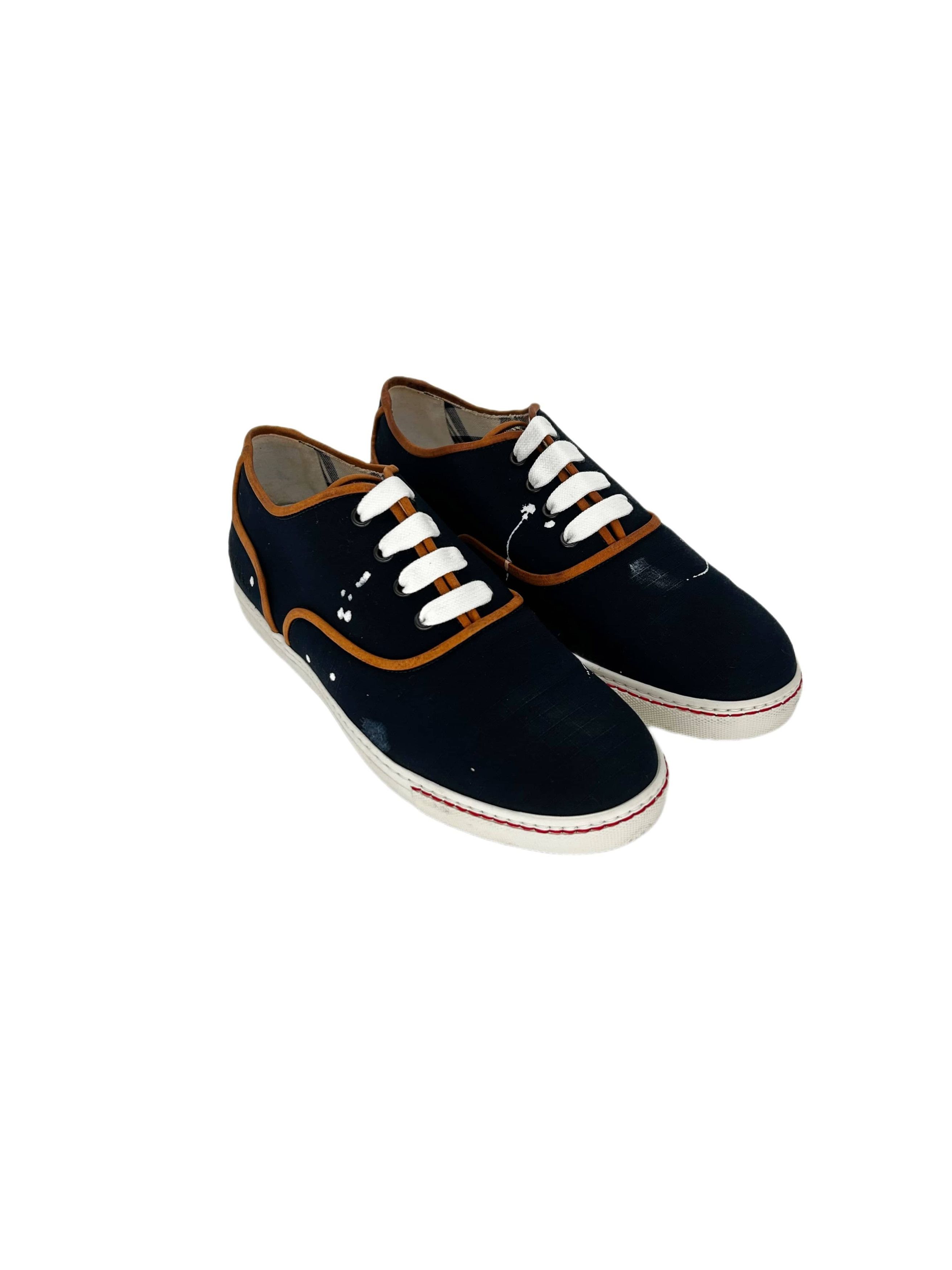 DSQ2 Dark Blue Ripstop Canvas Deck Trainers
