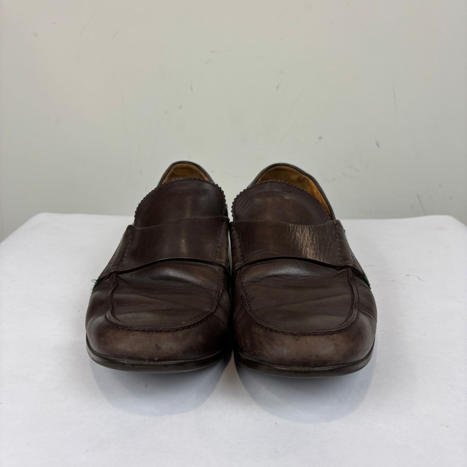 Gucci Gucci Brown Leather Web Slip On Loafers Men's 9 Size US 9 / EU 42 - 2 Thumbnail