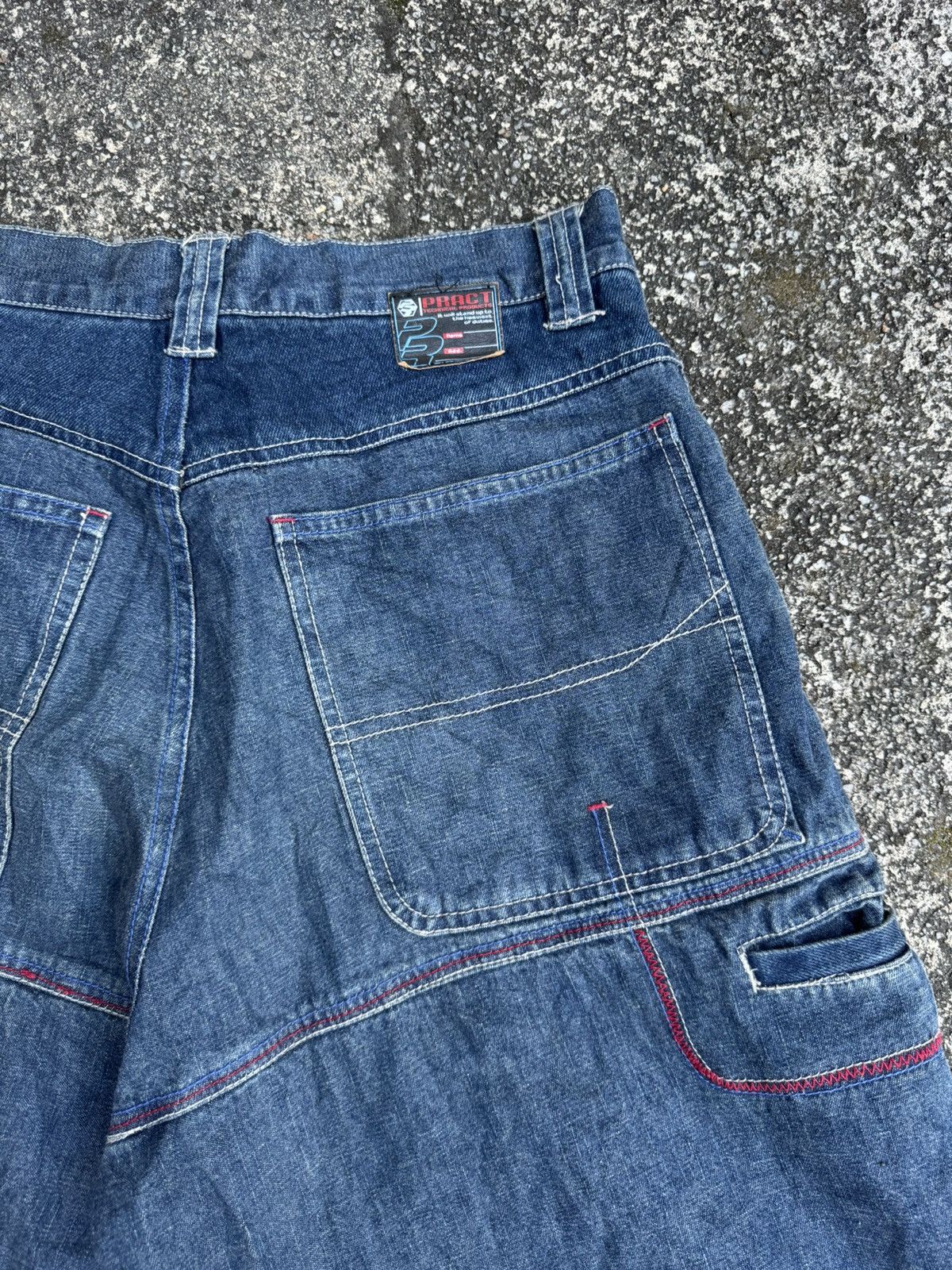 JNCO × Vintage VINTAGE BAGGY JORTS PRACT DENIM HIPHOP Y2K Size US 33 - 7 Thumbnail