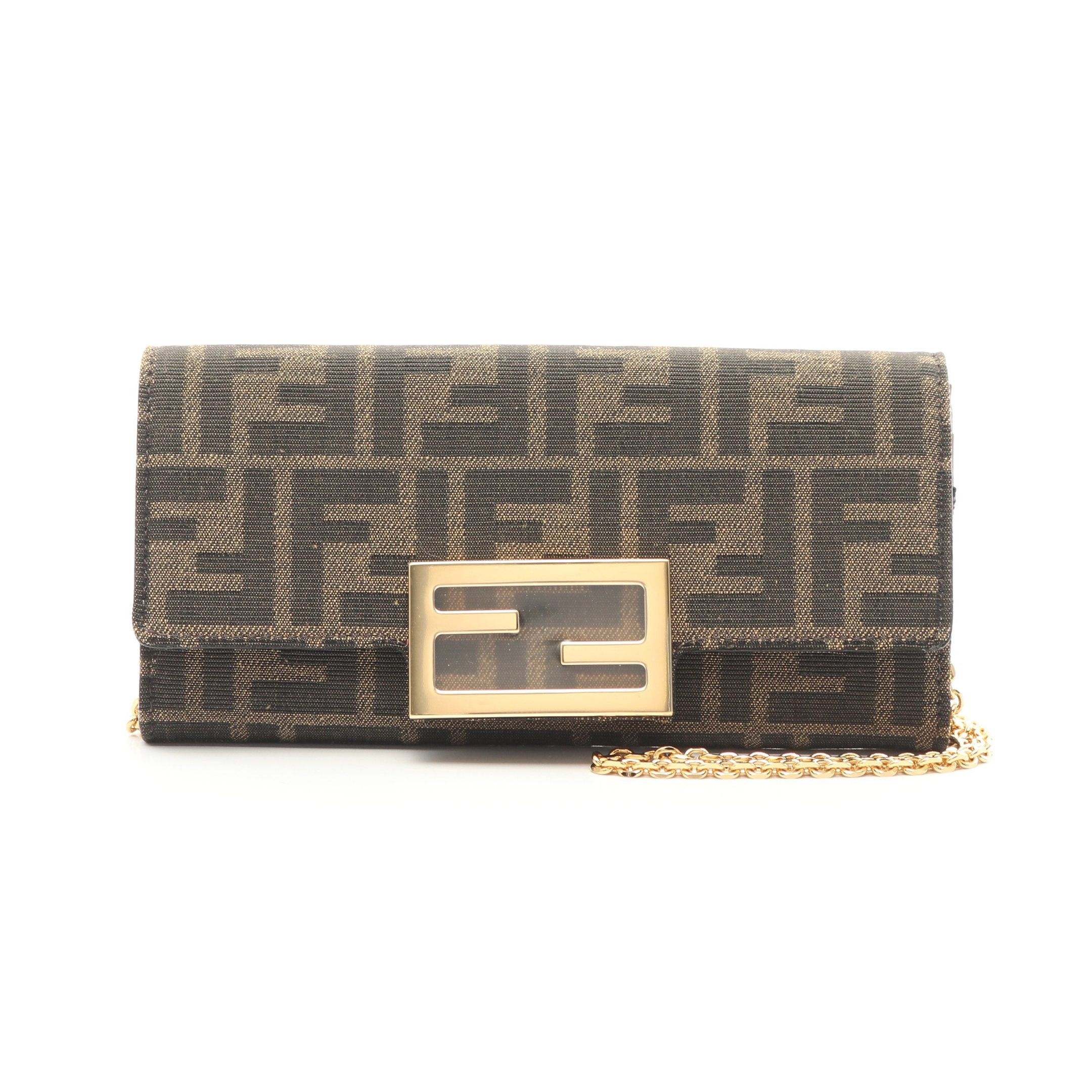Fendi Fendi Zucca Chain Wallet Canvas Leather Dark Brown Size ONE SIZE - 1 Thumbnail