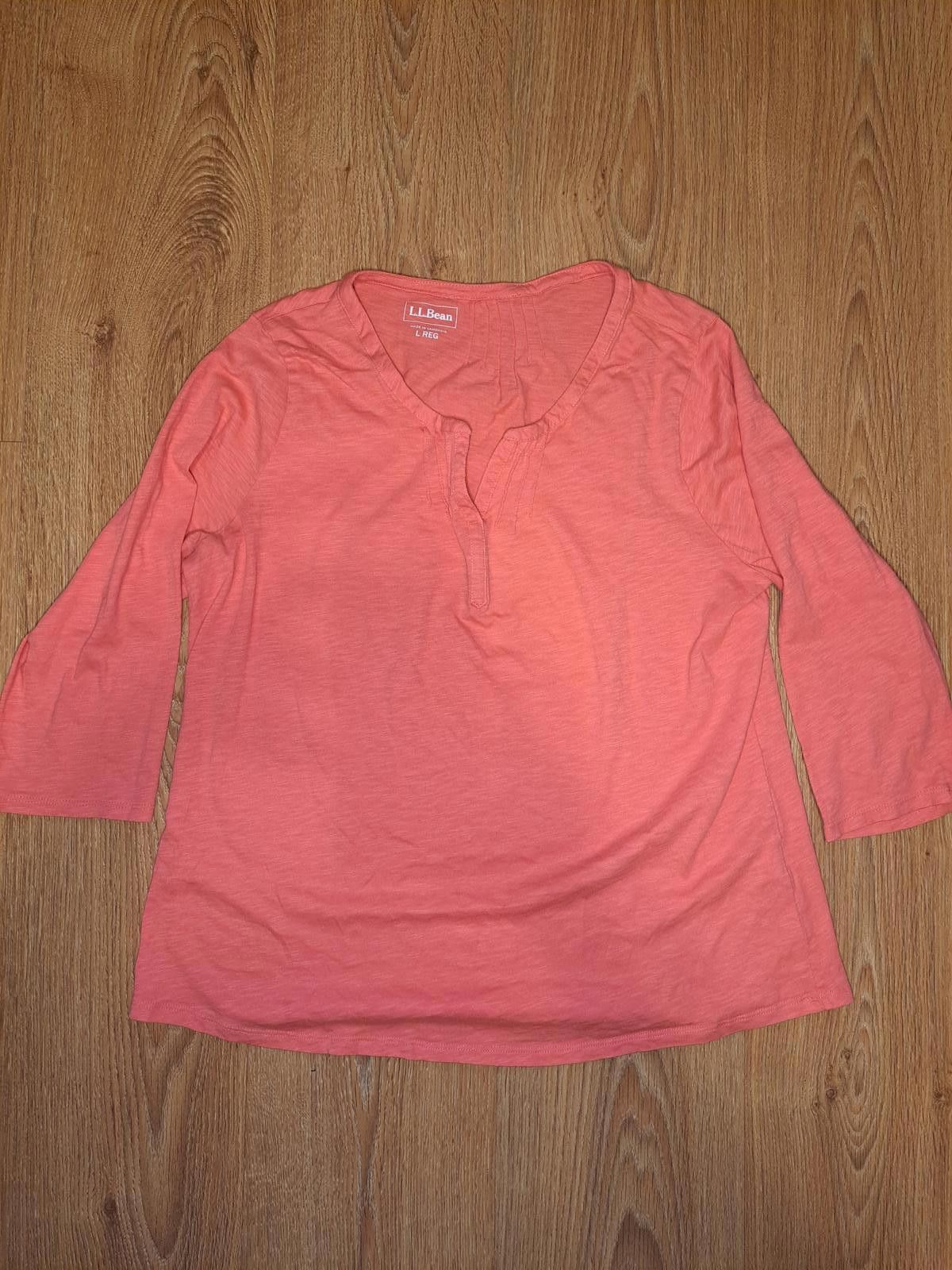 L.L. Bean LL Bean Long Sleeve Blouse Womens Large Pink Organic Cotton Size L / US 10 / IT 46 - 1 Thumbnail