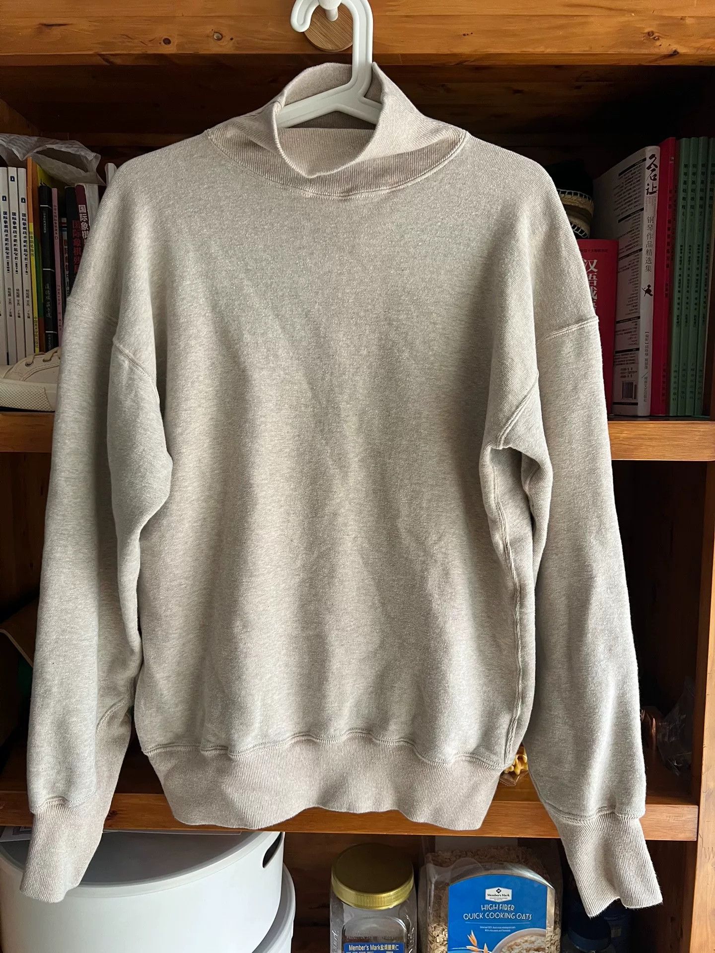 Warehouse & Co. vintage high-neck plush sweatshirt in oatmeal Size US M / EU 48-50 / 2 - 1 Thumbnail