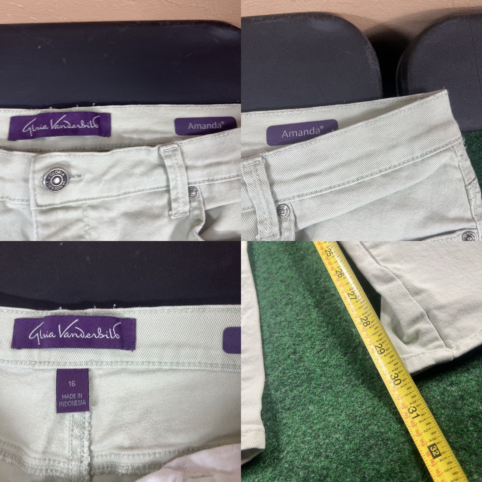 Gloria Vanderbilt GLORIA VANDERBILT Amanda Jeans Women's size 16 Straight Khaki Green Size 38" / US 16 / IT 52 - 8 Thumbnail
