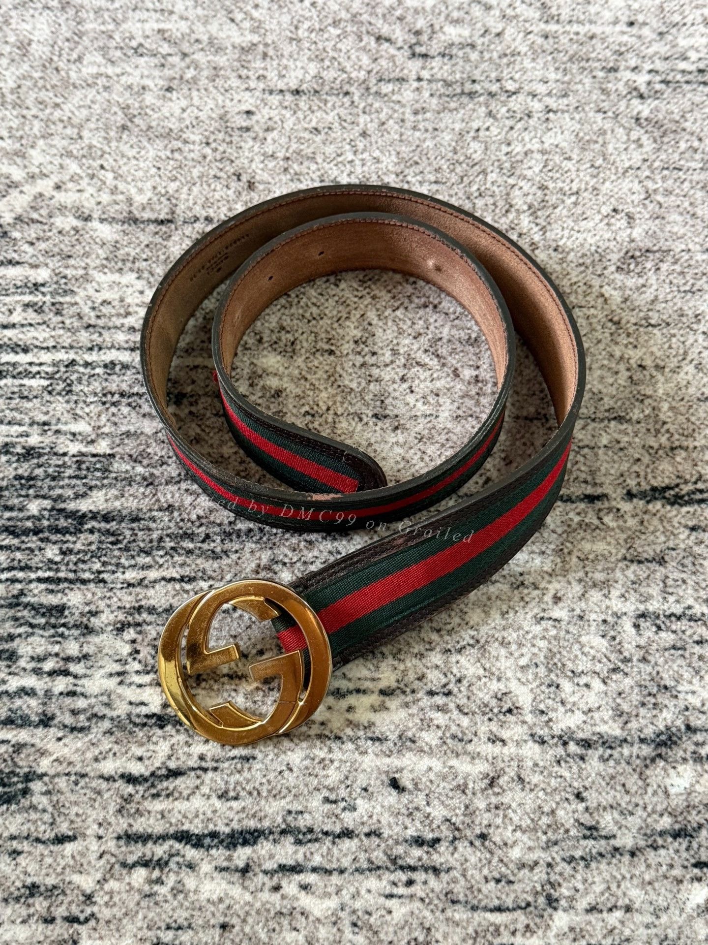 Gucci Gucci Red Green Leather Double G Belt Size ONE SIZE - 1 Thumbnail